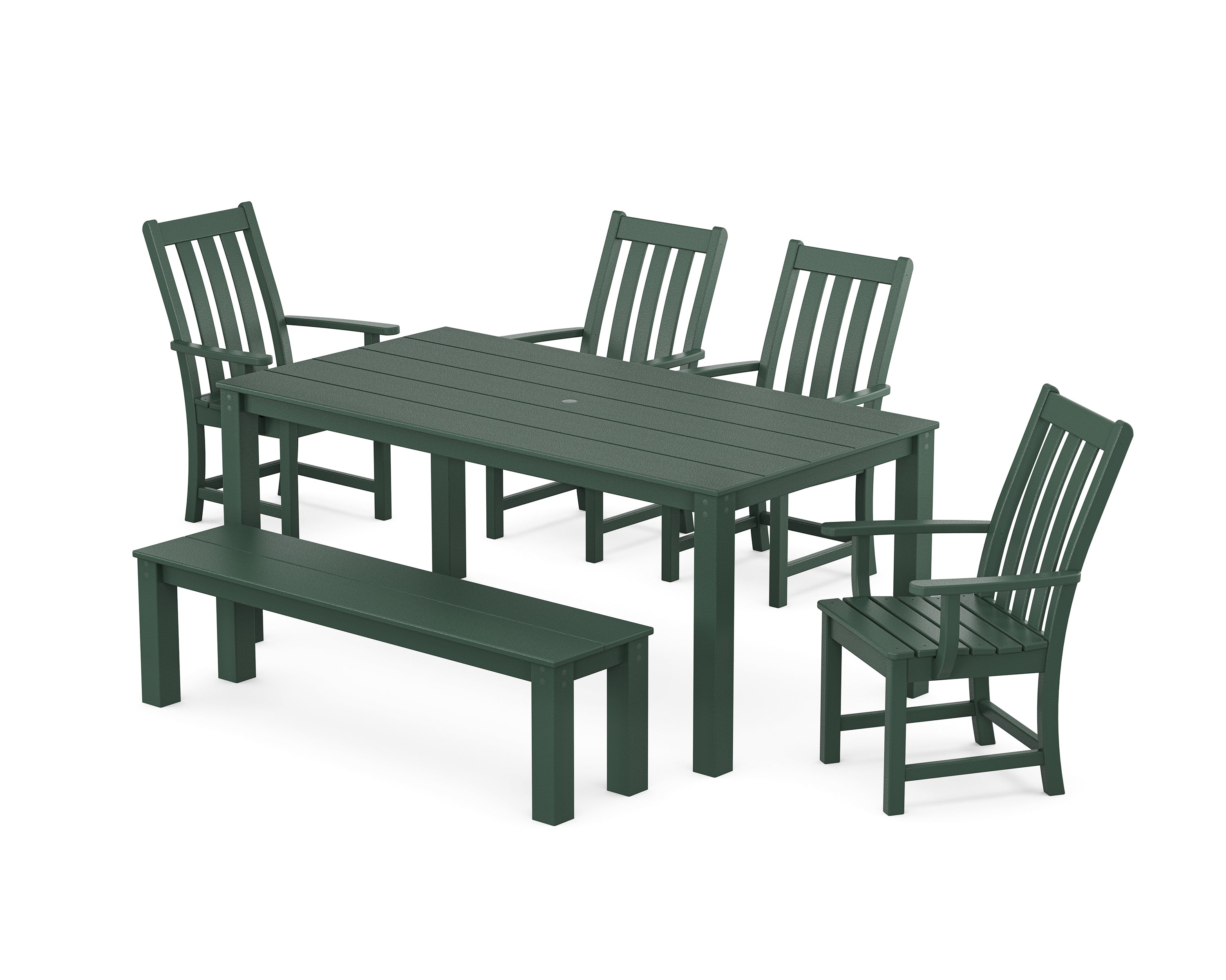 POLYWOOD® Vineyard 6-Piece Parsons Dining Set with Bench in Green