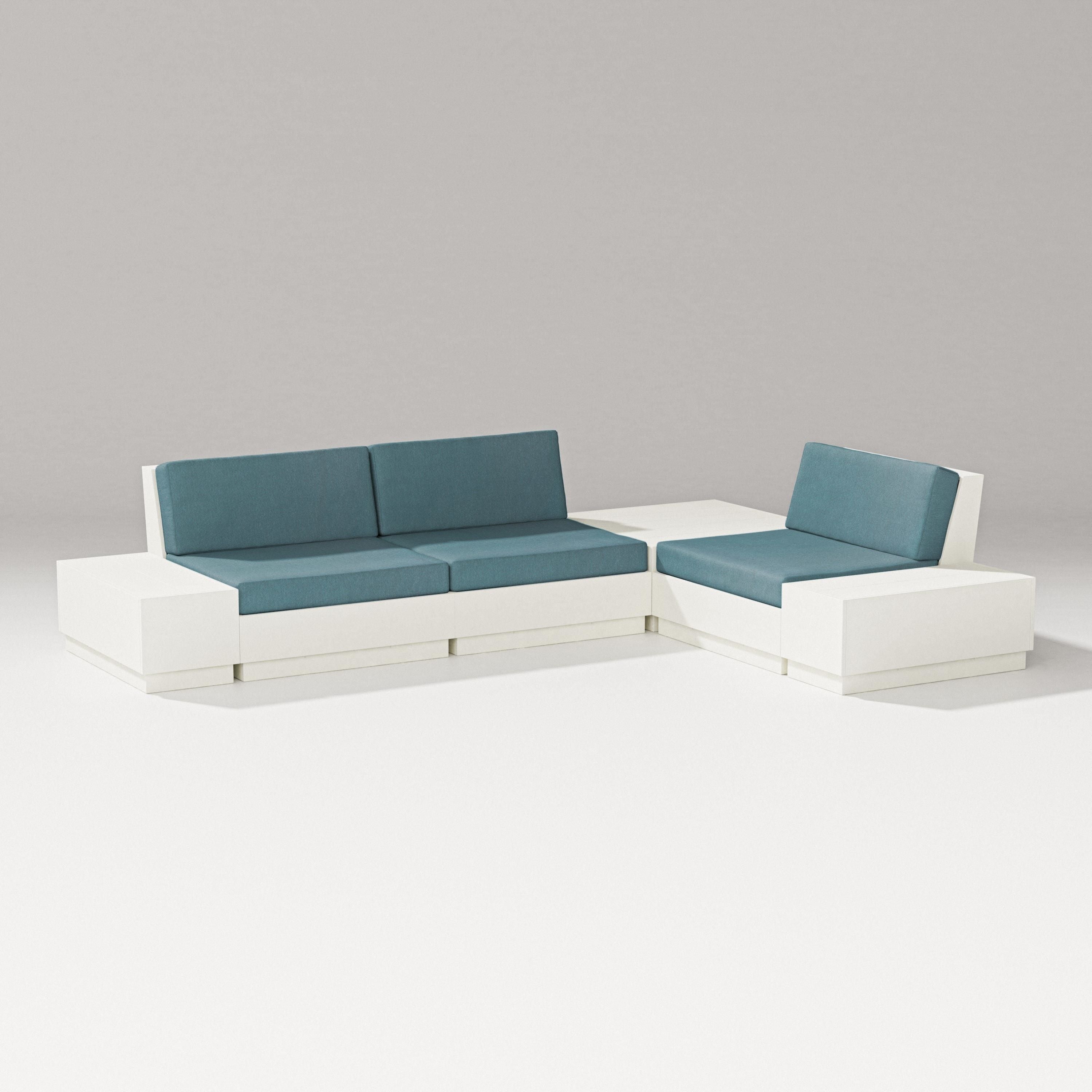 PW Designer Series Elevate 6-Piece Corner Sectional in Vintage White / Ocean Teal