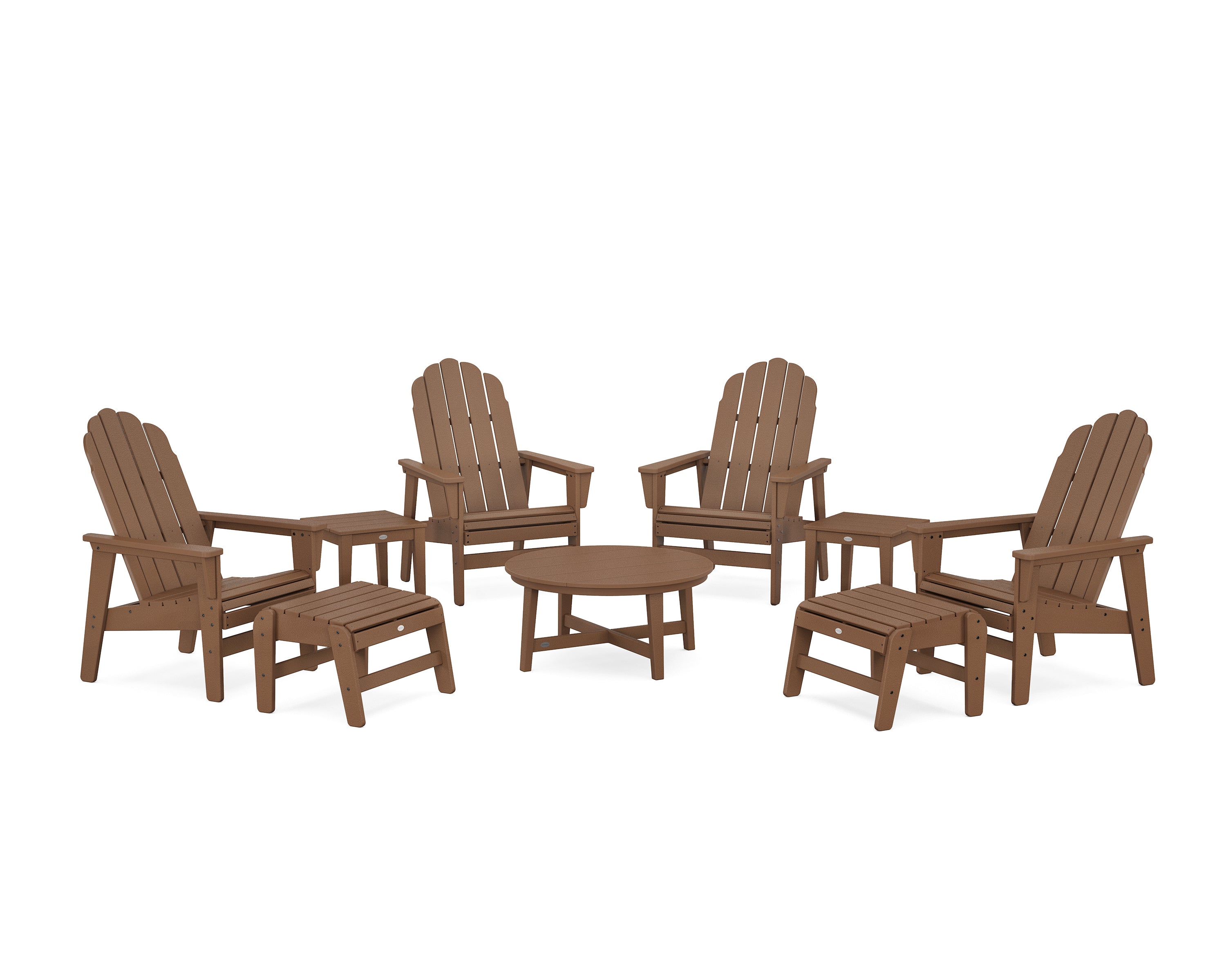 POLYWOOD® Vineyard Grand Upright Adirondack 9-Piece Conversation Set in Teak