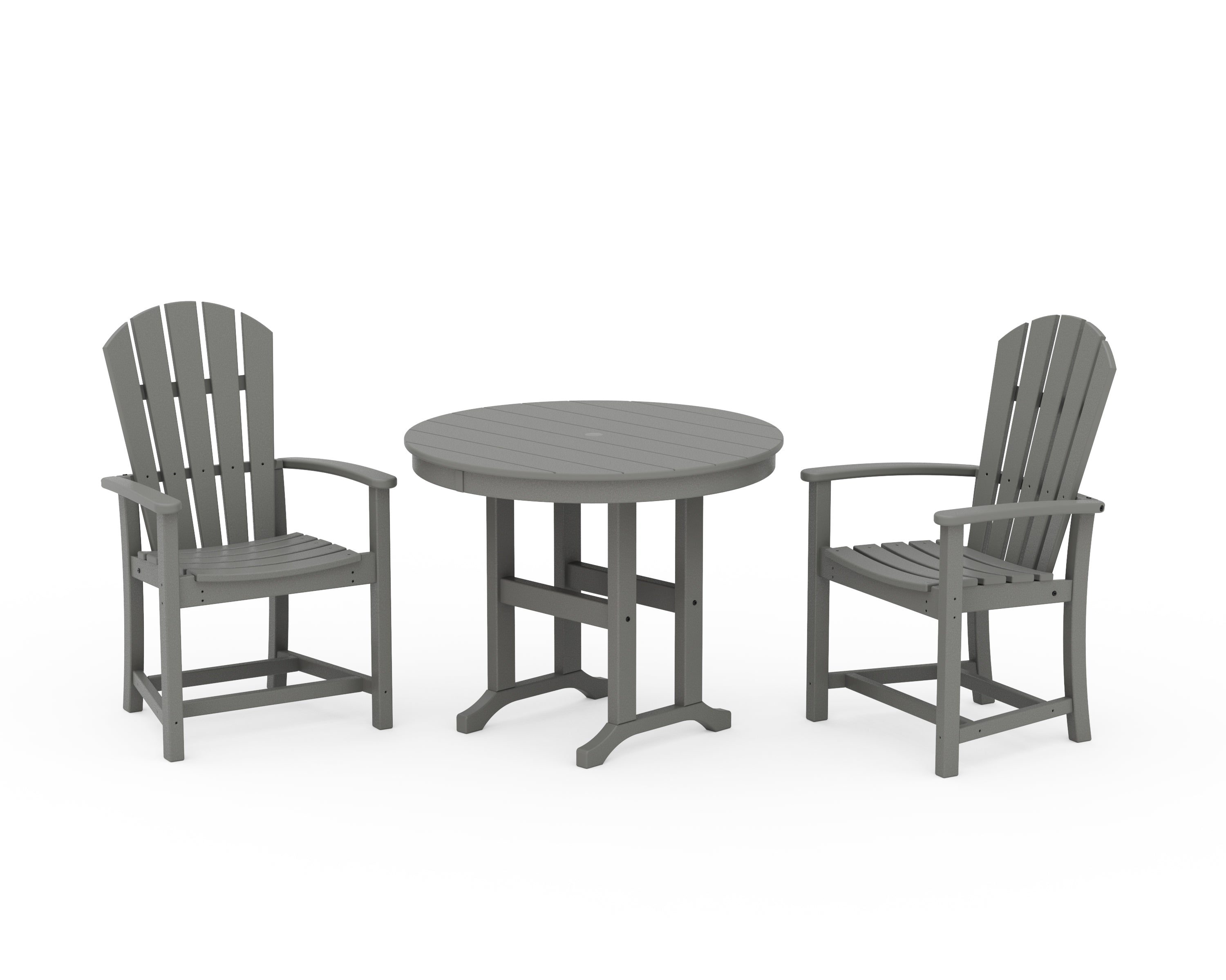 POLYWOOD Palm Coast 3-Piece Round Farmhouse Dining Set in Slate Grey