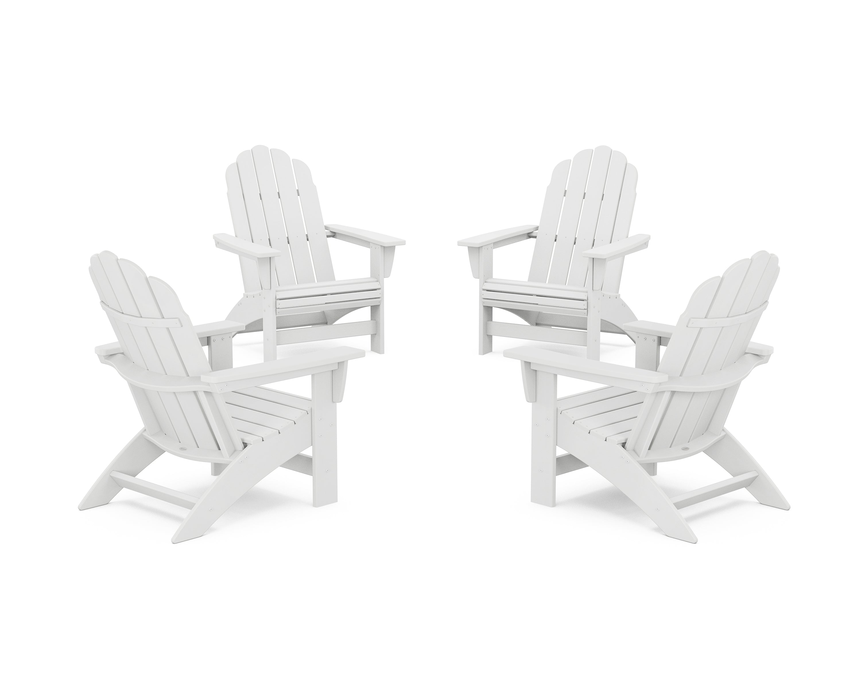 POLYWOOD 4-Piece Vineyard Grand Adirondack Chair Conversation Set in White