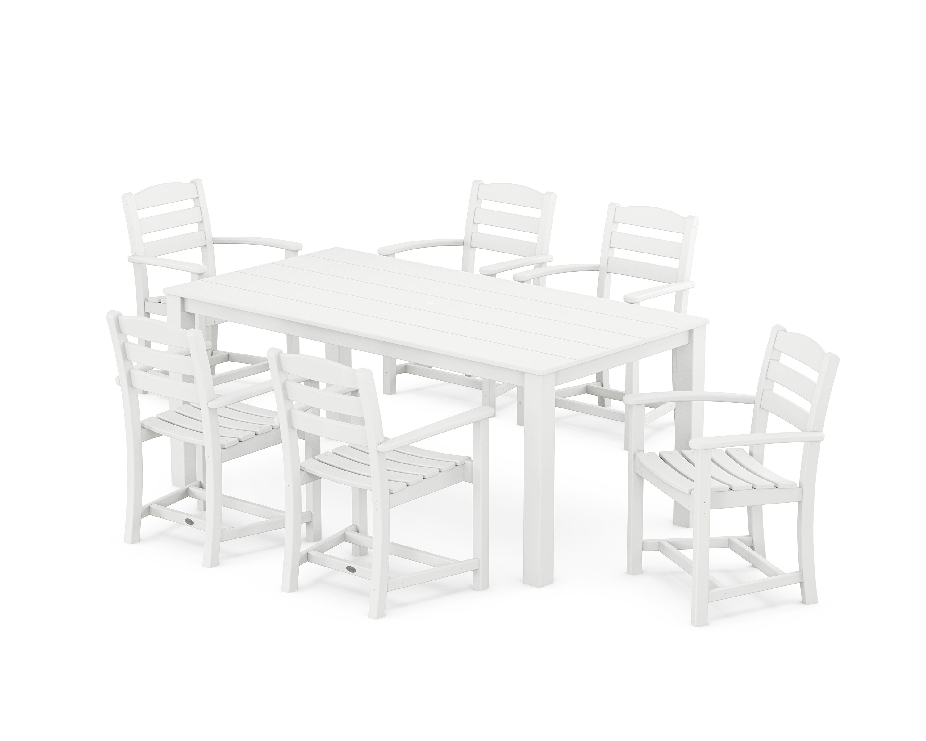 POLYWOOD La Casa Cafe' Arm Chair 7-Piece Parsons Dining Set in White