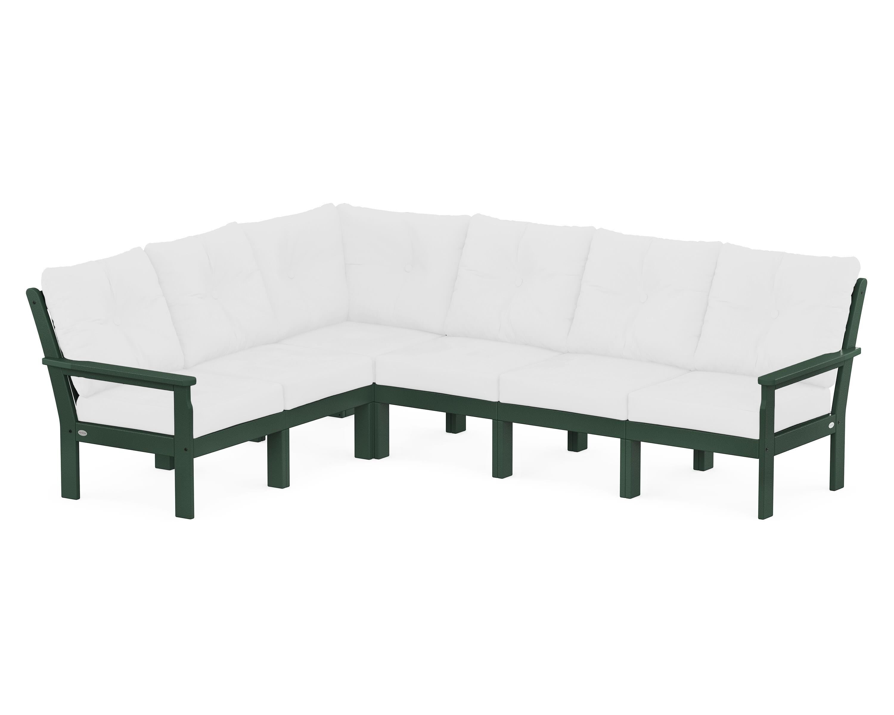 POLYWOOD Vineyard 6-Piece Sectional in Green / Natural