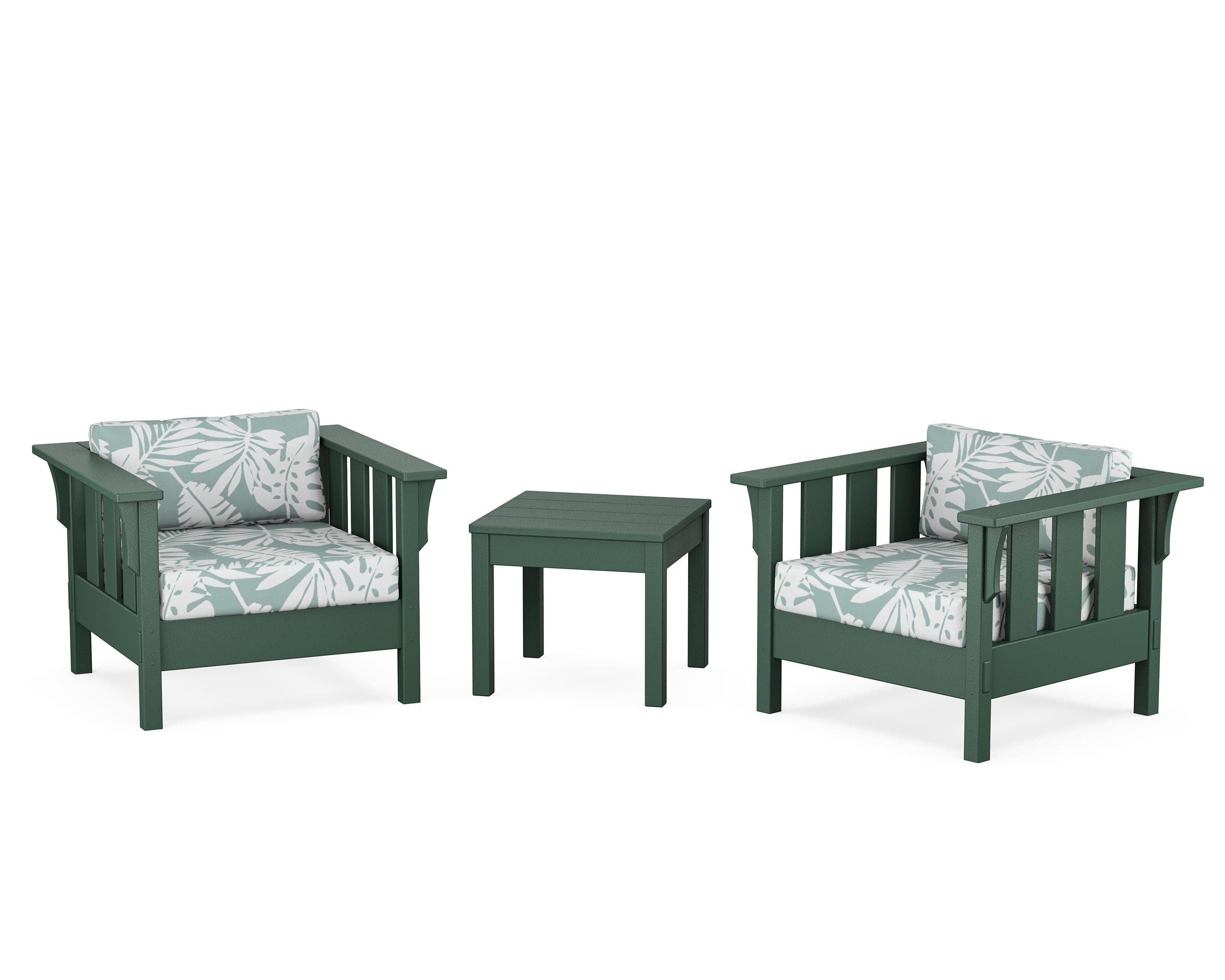 Martha Stewart by POLYWOOD Acadia 3-Piece Deep Seating Set in Green / Leaf Glacier Spa