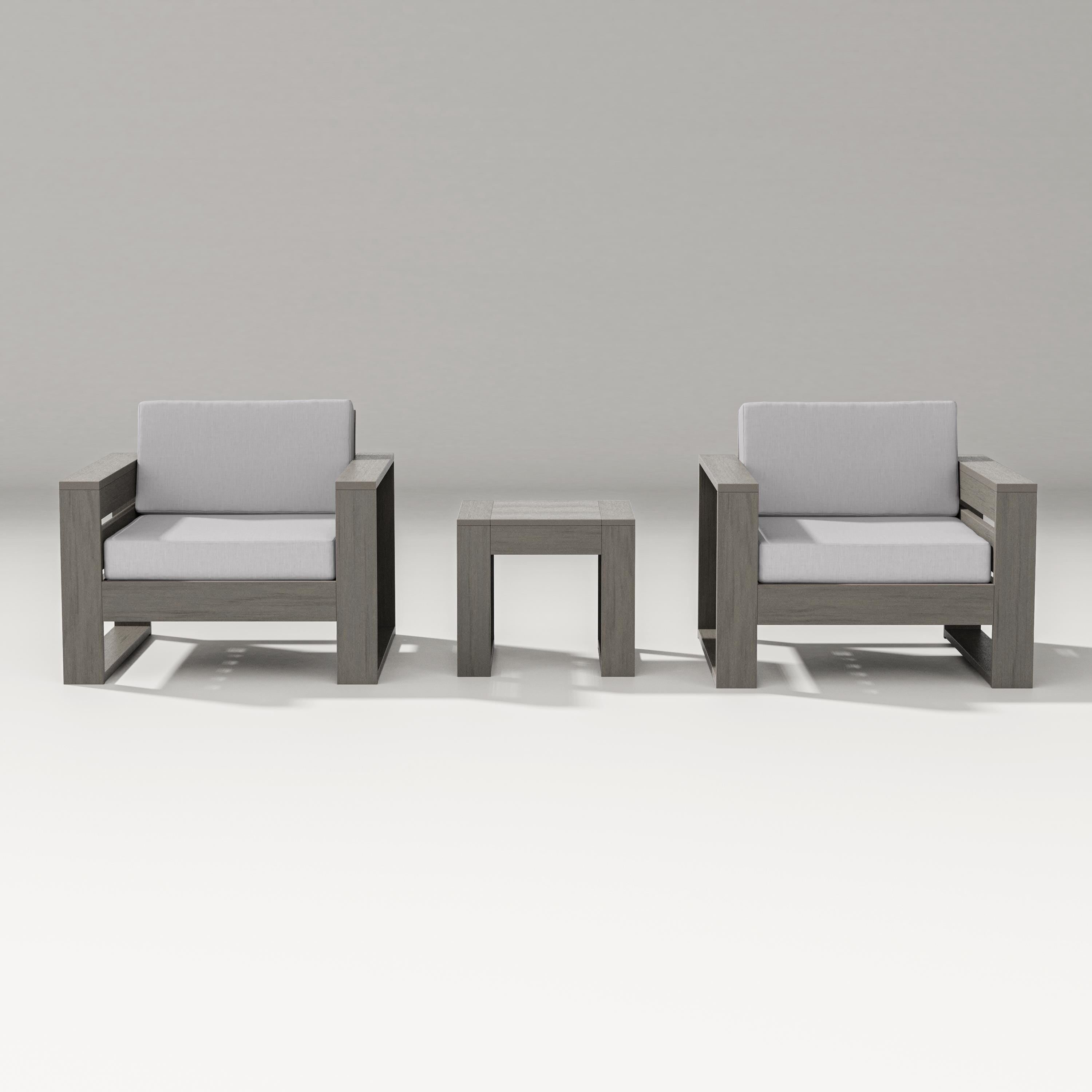 PW Designer Series Latitude 3-Piece Lounge Chair Set in Driftwood / Granite