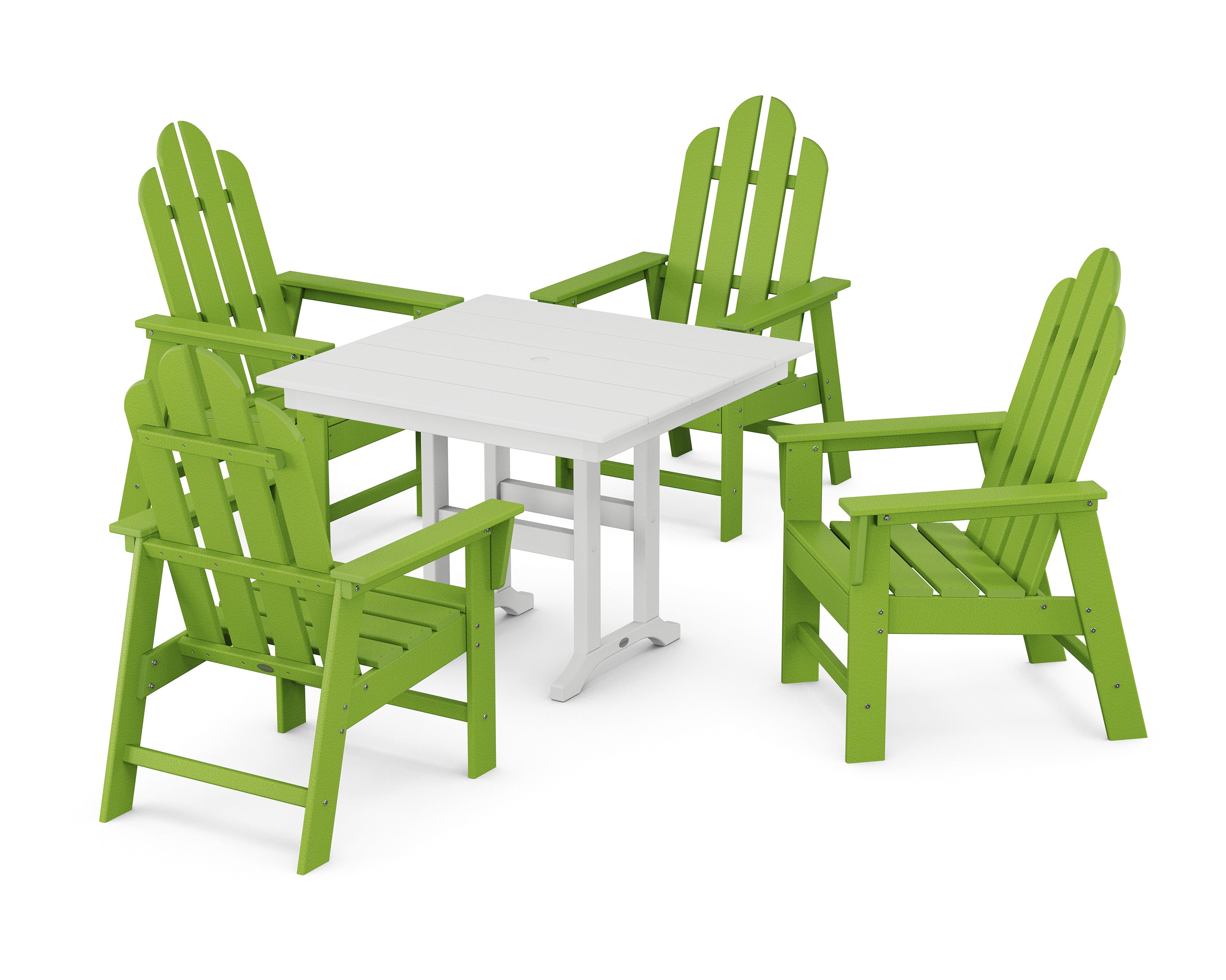 POLYWOOD® Long Island 5-Piece Farmhouse Dining Set in Lime / White
