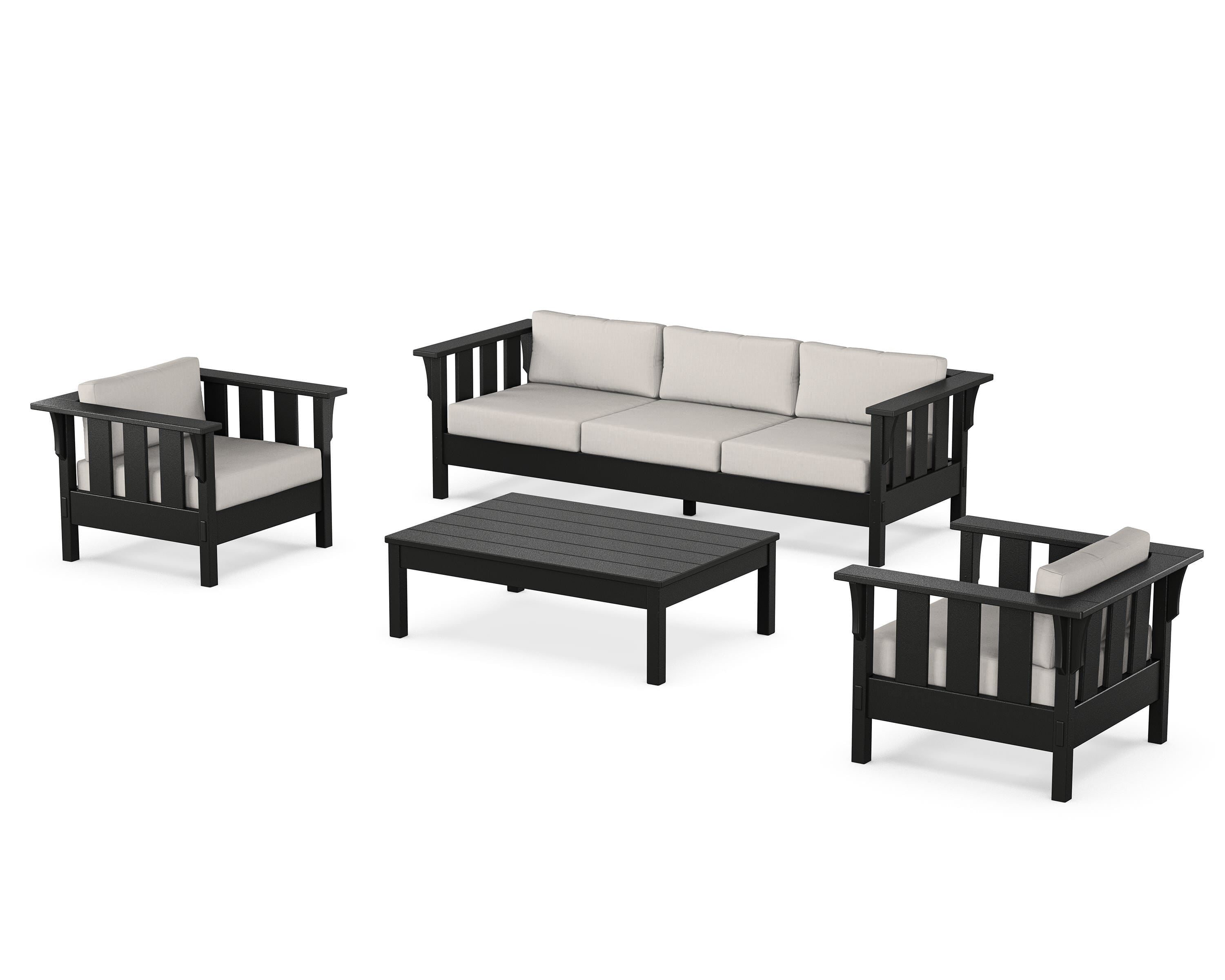 Martha Stewart by POLYWOOD Acadia 4-Piece Deep Seating Set with Sofa in Black / Cast Ash
