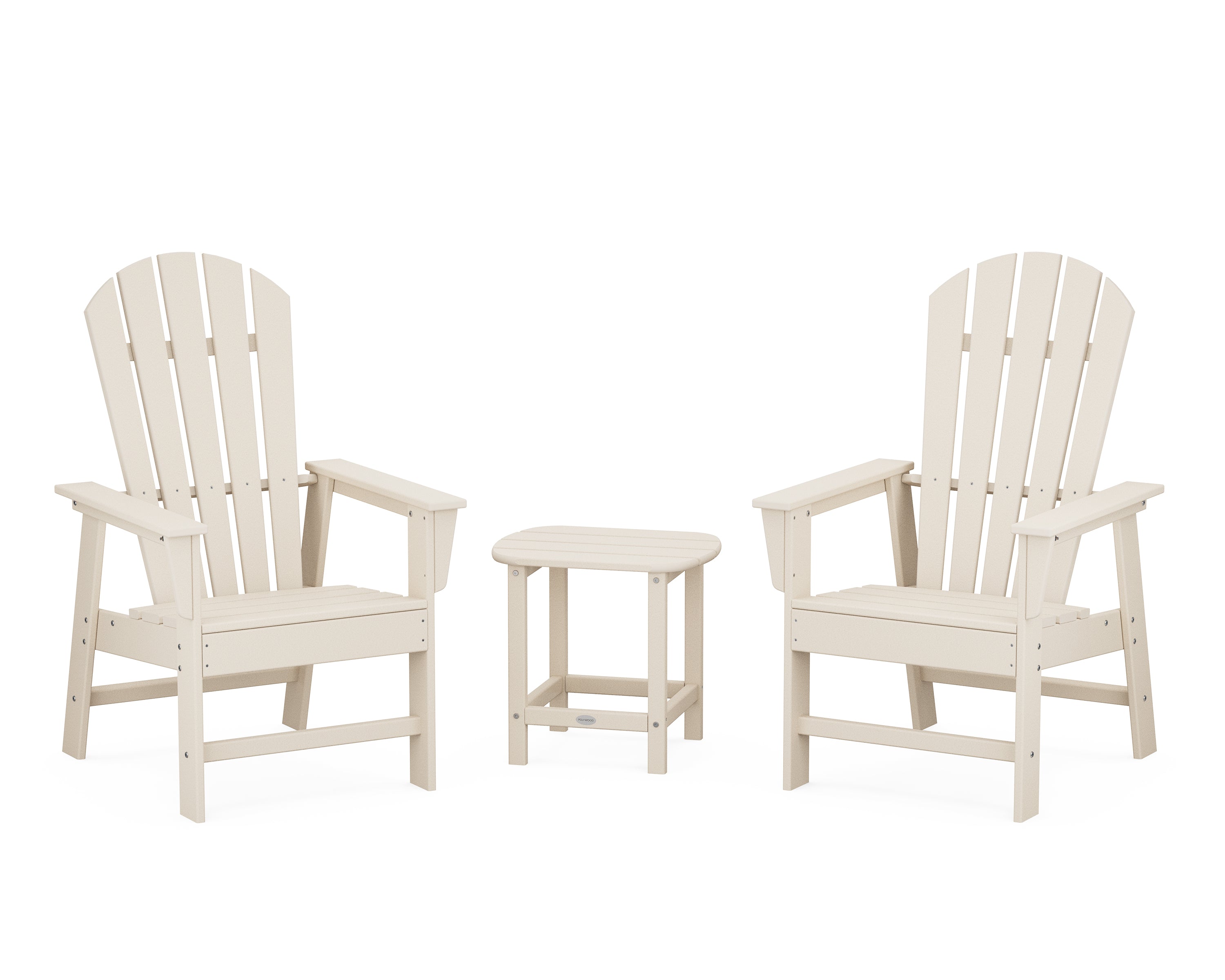 POLYWOOD® South Beach Casual Chair 3-Piece Set with 18" South Beach Side Table in Sand