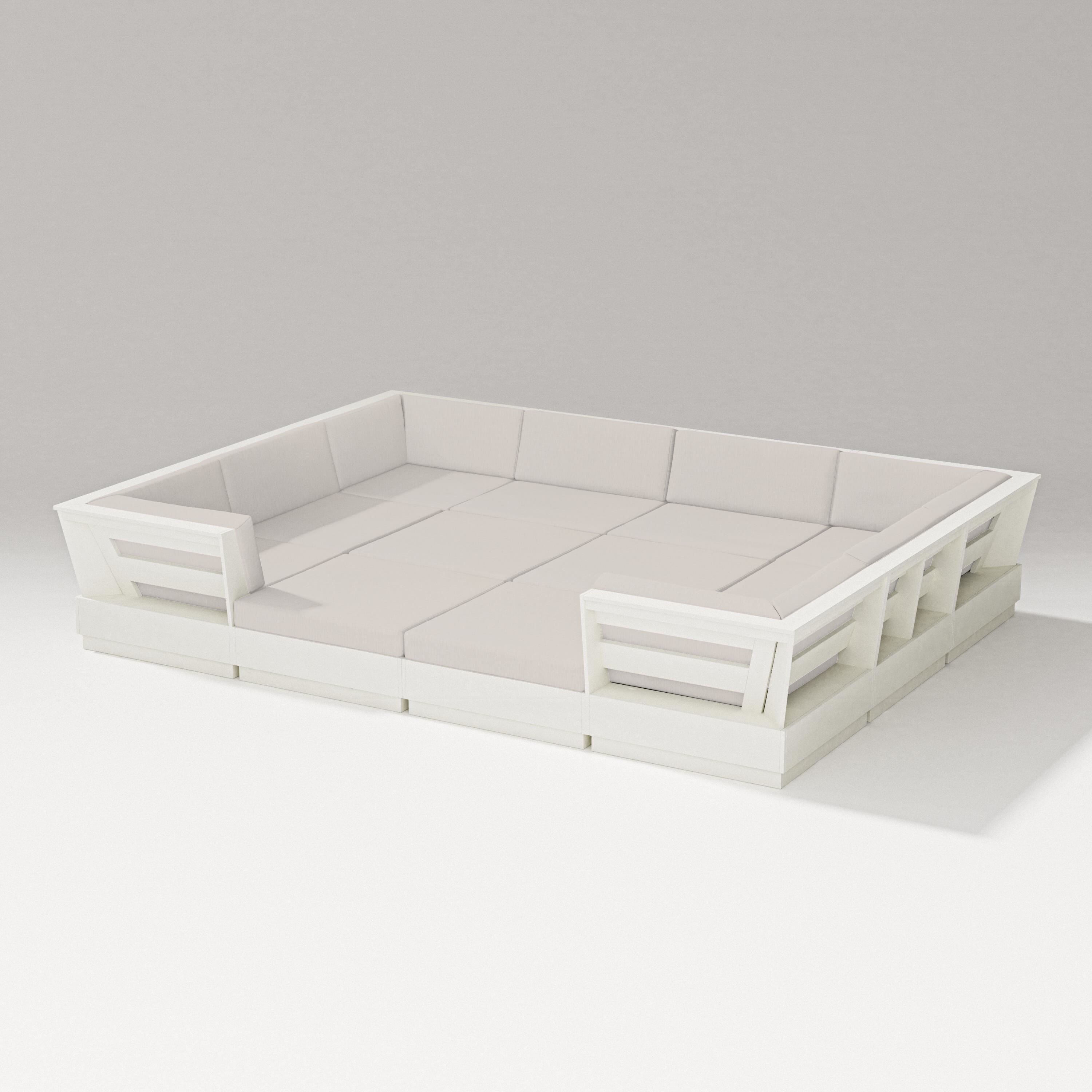 PW Designer Series Elevate 12-Piece Pit Sectional in Vintage White / Cast Ash