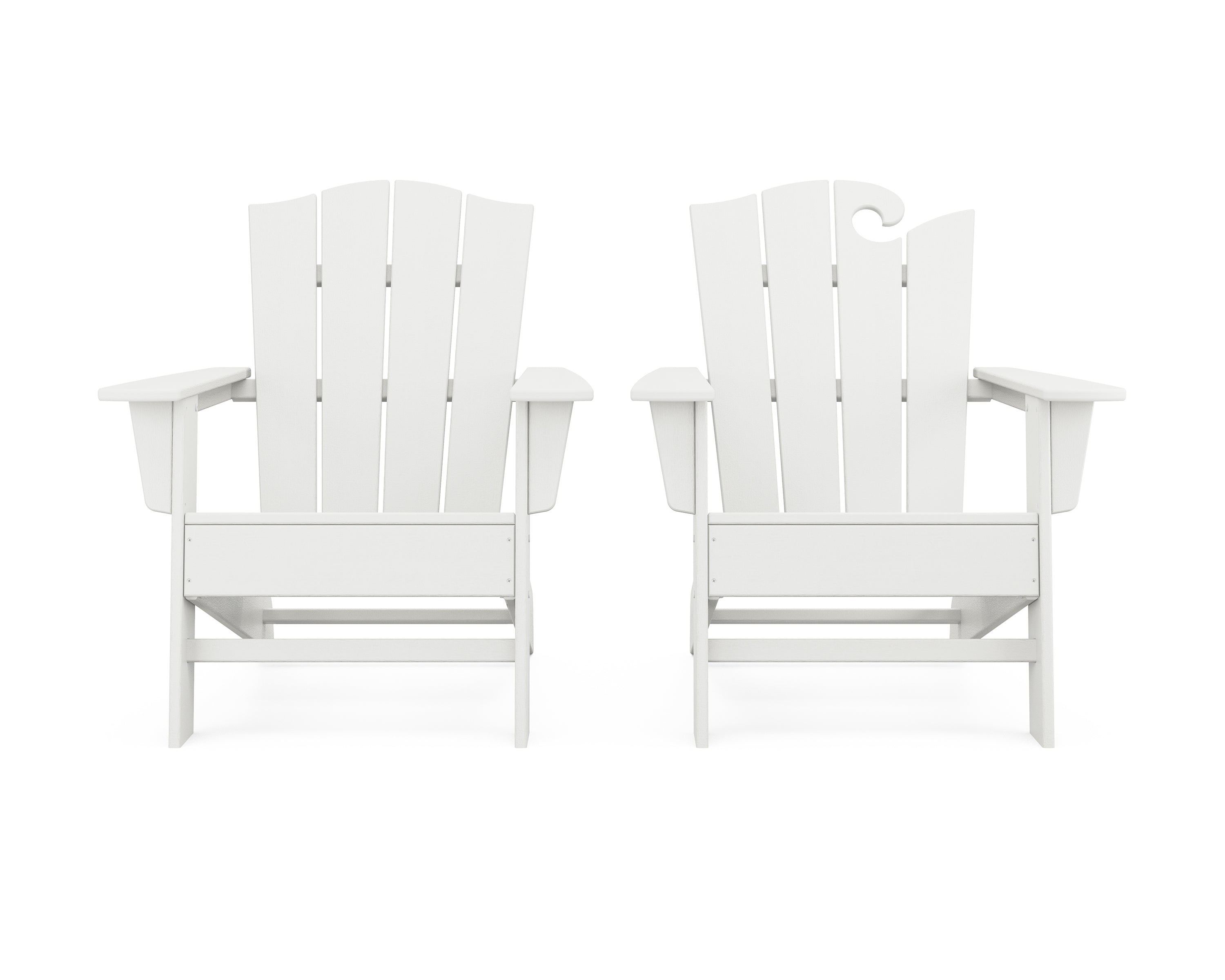 POLYWOOD Wave 2-Piece Adirondack Chair Set with The Crest Chair in Vintage White