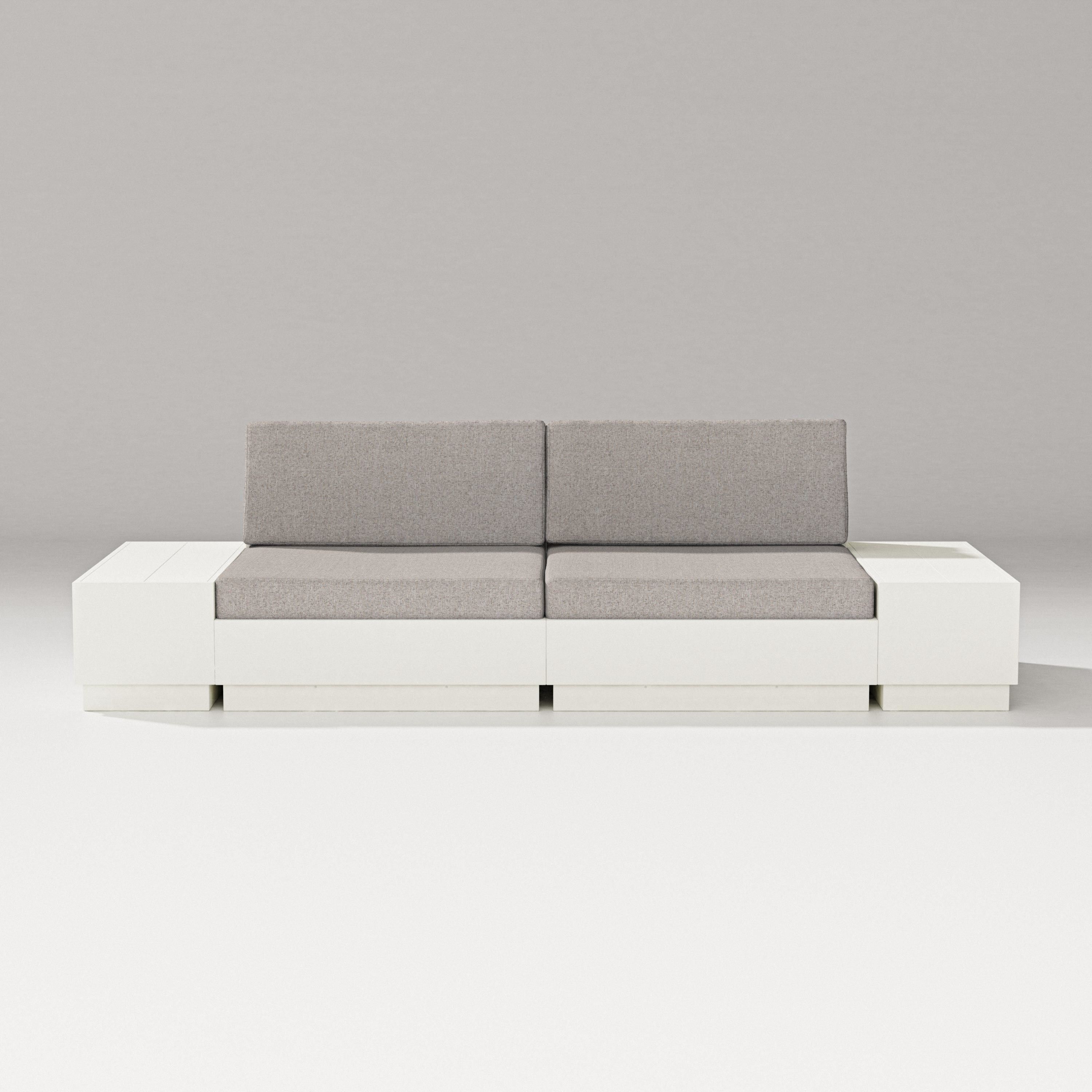 PW Designer Series Elevate 4-Piece Loveseat Sectional in Vintage White / Weathered Tweed