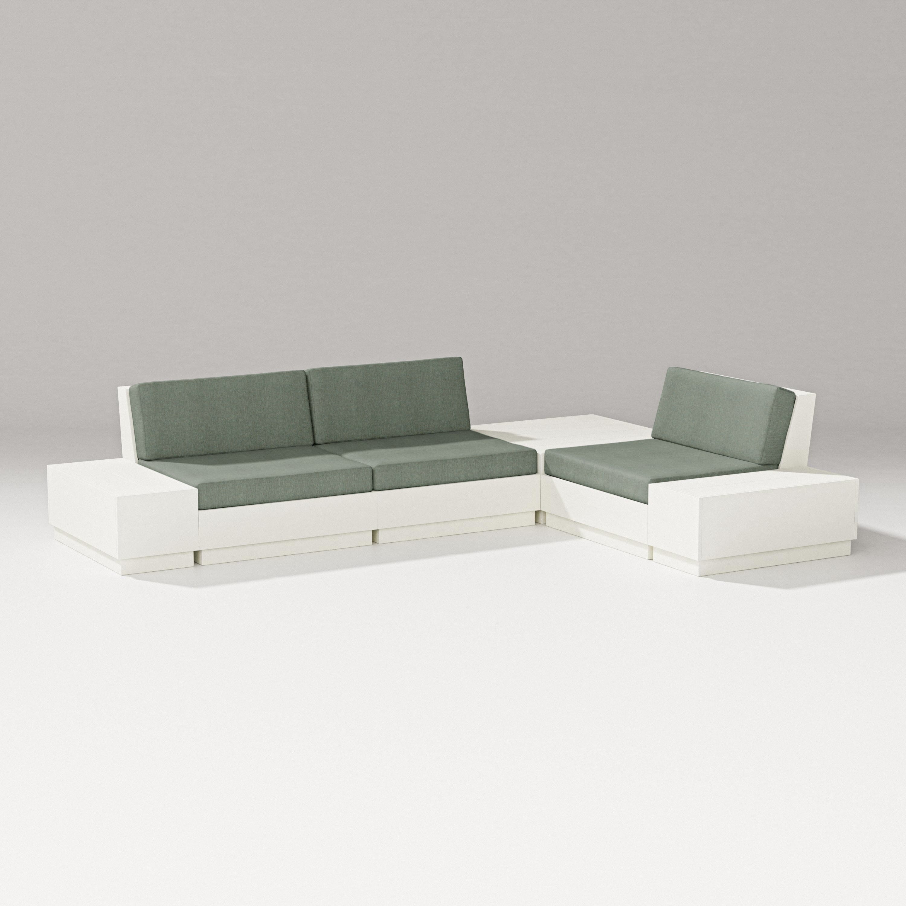 PW Designer Series Elevate 6-Piece Corner Sectional in Vintage White / Cast Sage