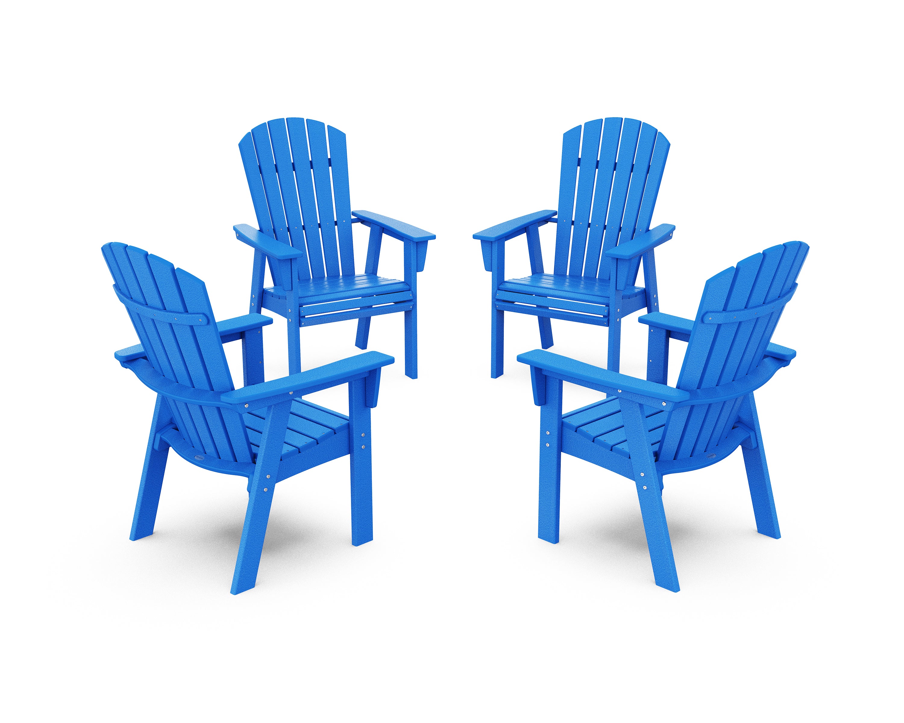 POLYWOOD Nautical 4-Piece Curveback Upright Adirondack Conversation Set in Pacific Blue