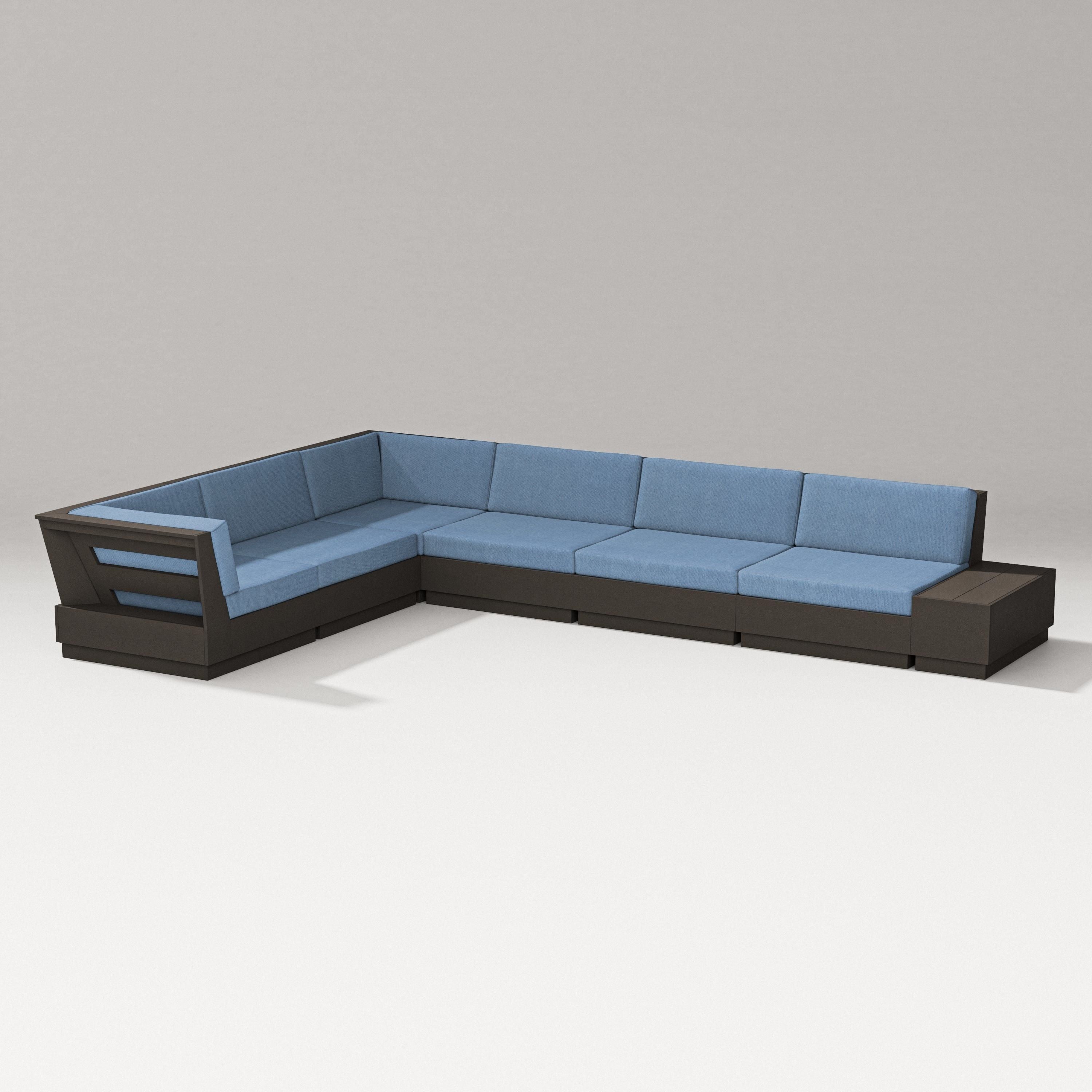 PW Designer Series Elevate 7-Piece Corner Sectional in Vintage Coffee / Sky Blue
