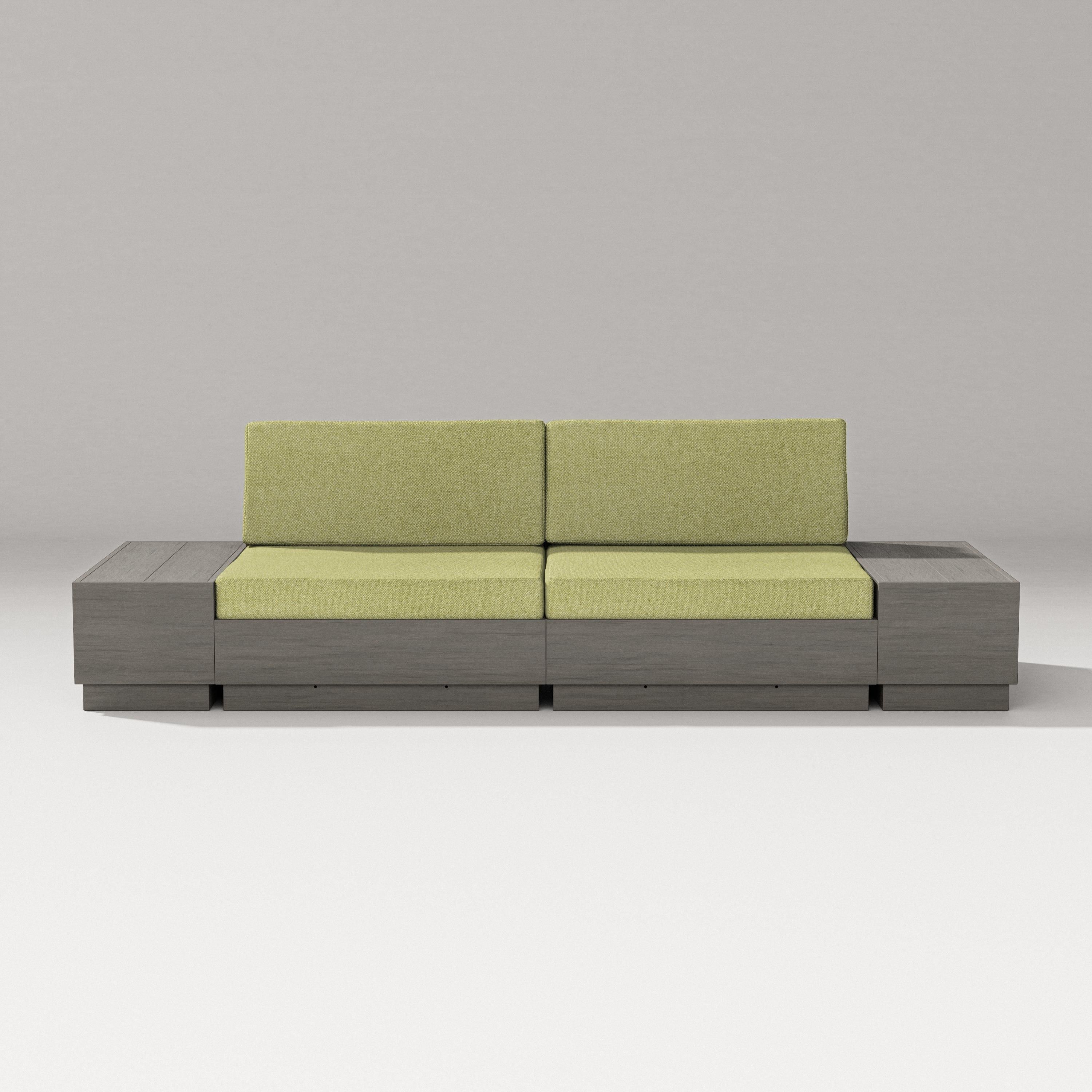 PW Designer Series Elevate 4-Piece Loveseat Sectional in Driftwood / Chartreuse Boucle