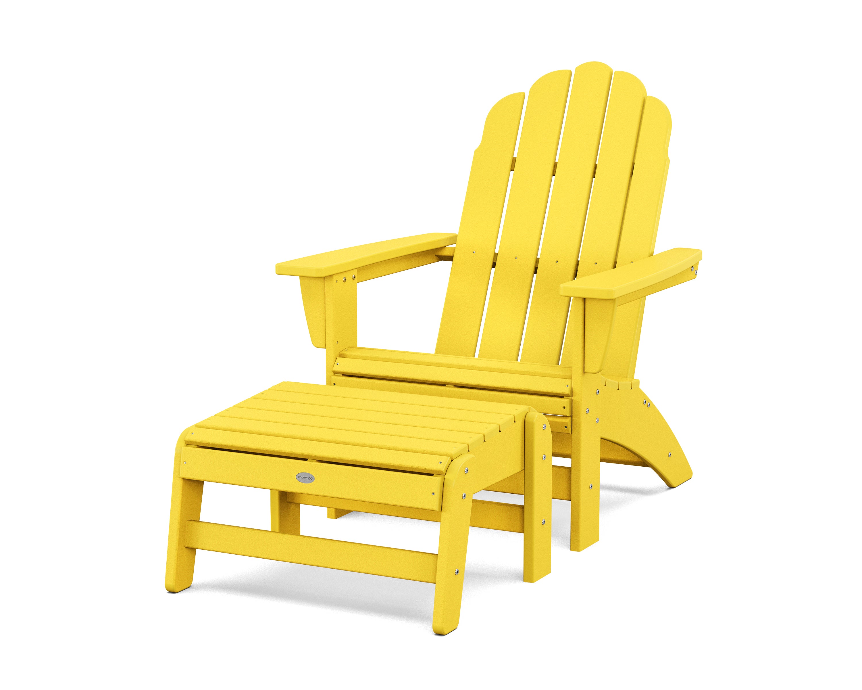 POLYWOOD Vineyard Grand Adirondack Chair with Ottoman in Lemon