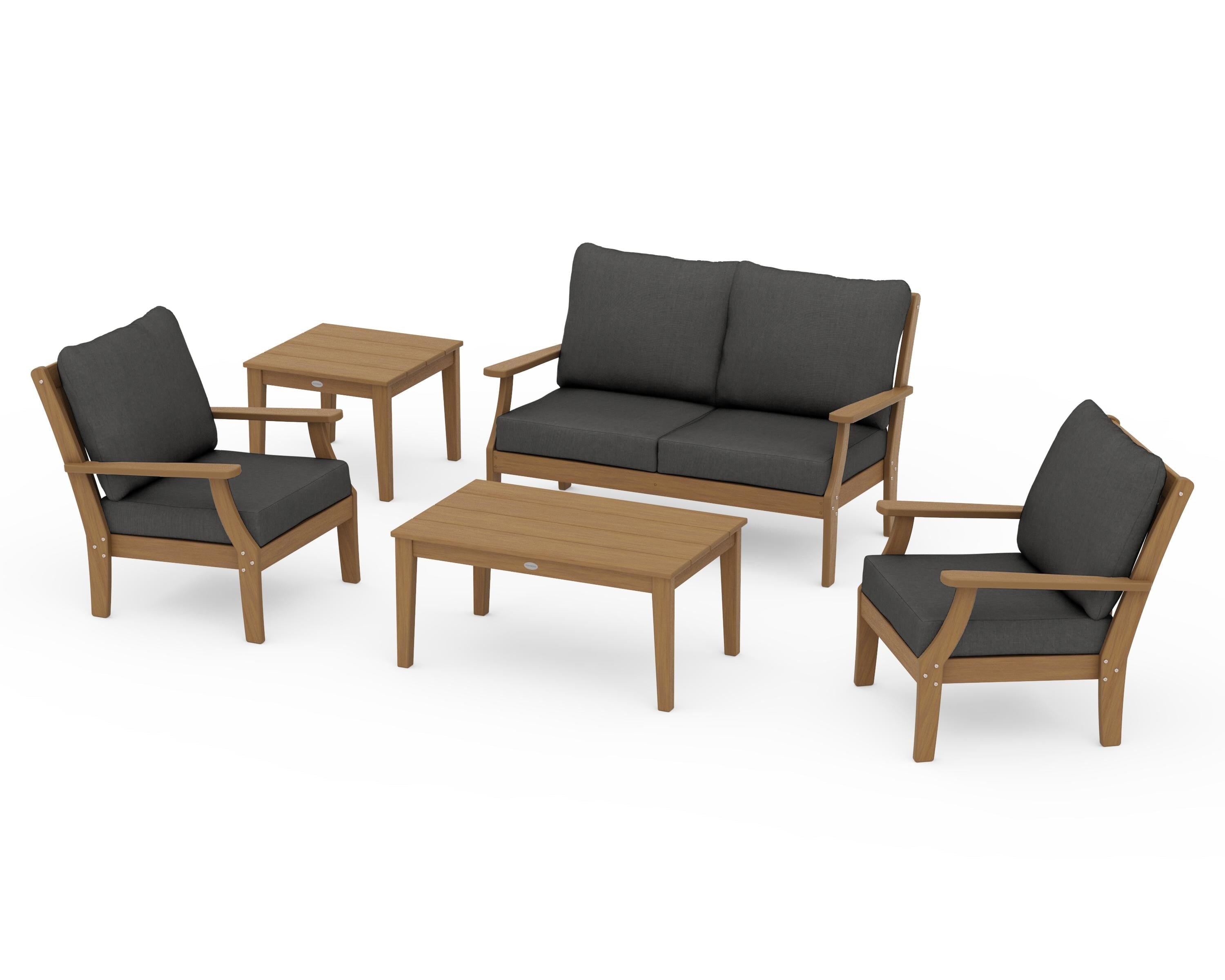 POLYWOOD Braxton 5-Piece Deep Seating Set in Natural / Spectrum Carbon