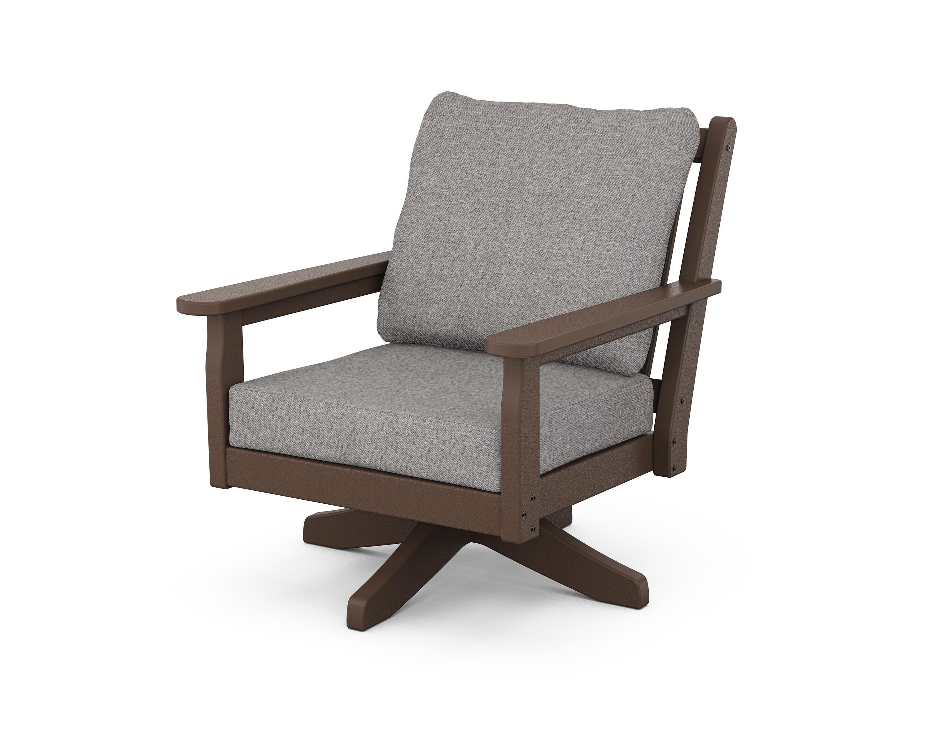 POLYWOOD Chippendale Deep Seating Swivel Chair in Mahogany / Grey Mist