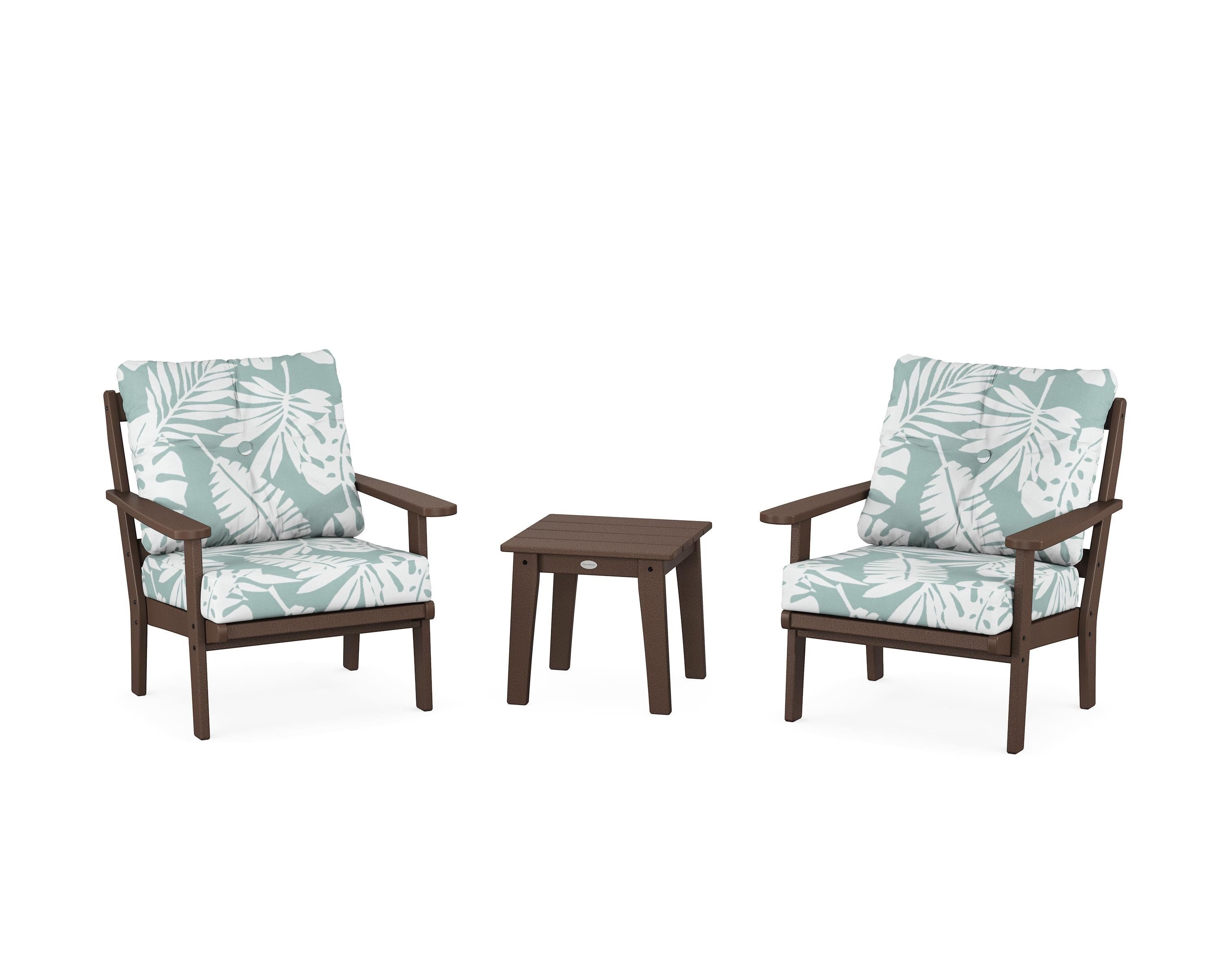 POLYWOOD Mission 3-Piece Deep Seating Set in Mahogany / Leaf Glacier Spa