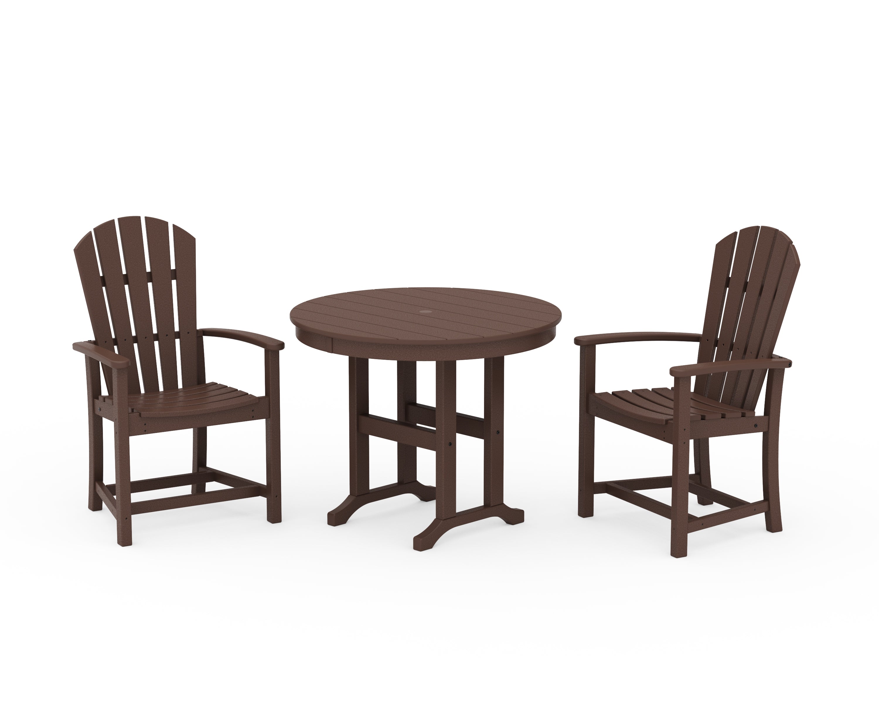 POLYWOOD Palm Coast 3-Piece Round Farmhouse Dining Set in Mahogany