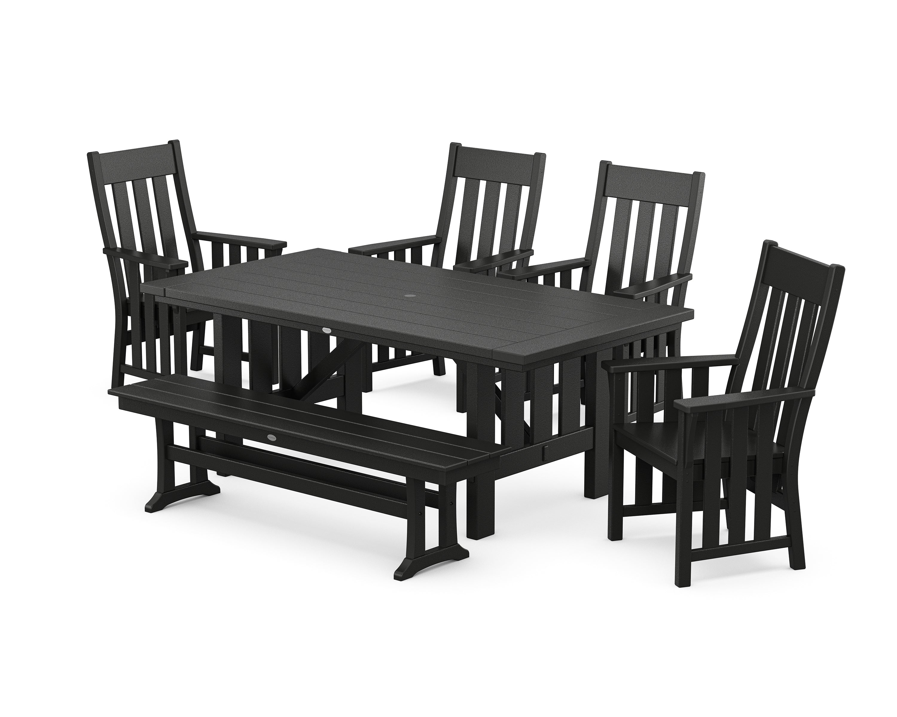 Martha Stewart by POLYWOOD Acadia 6-Piece Dining Set with Bench in Black