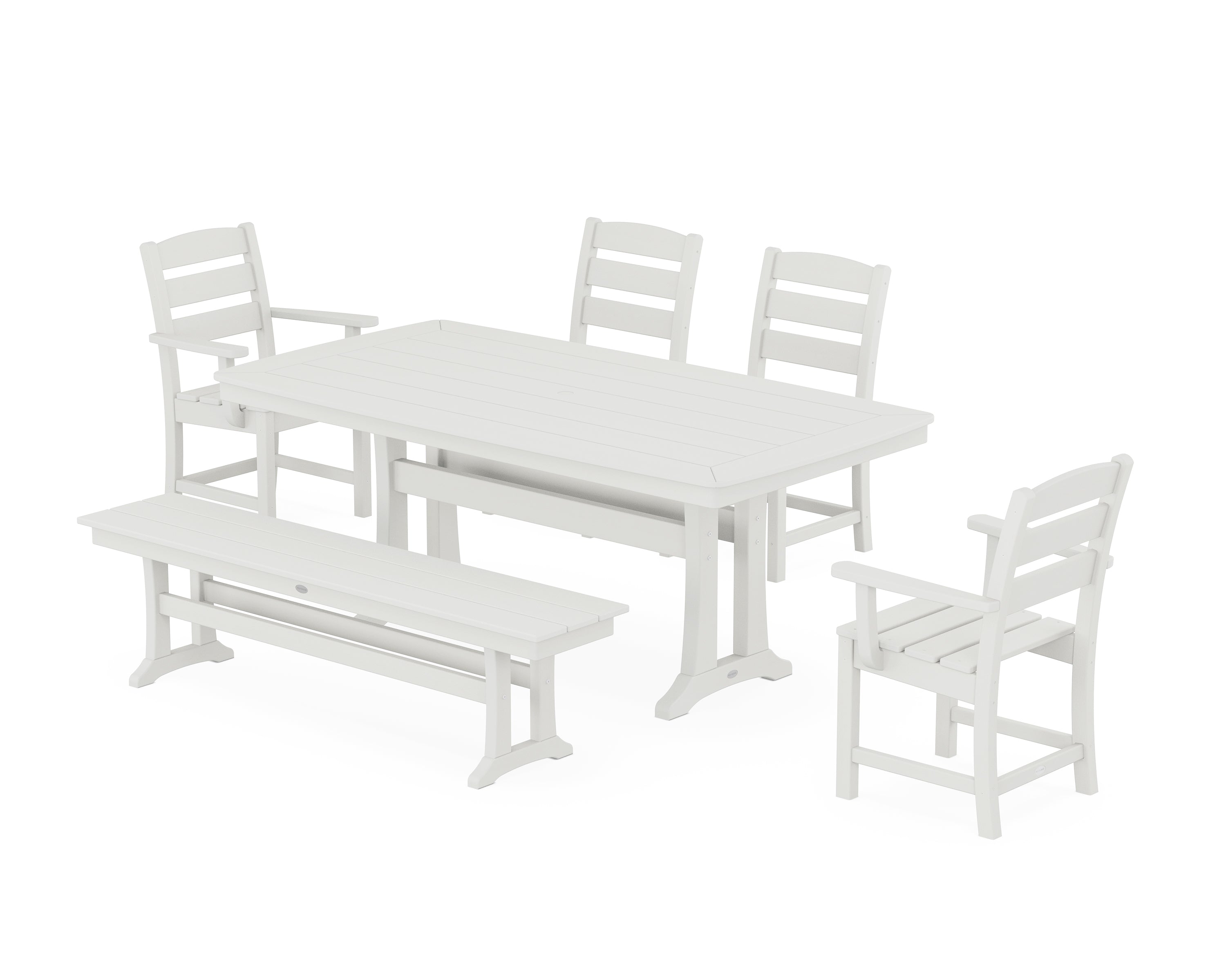 POLYWOOD® Lakeside 6-Piece Dining Set with Trestle Legs in Vintage White