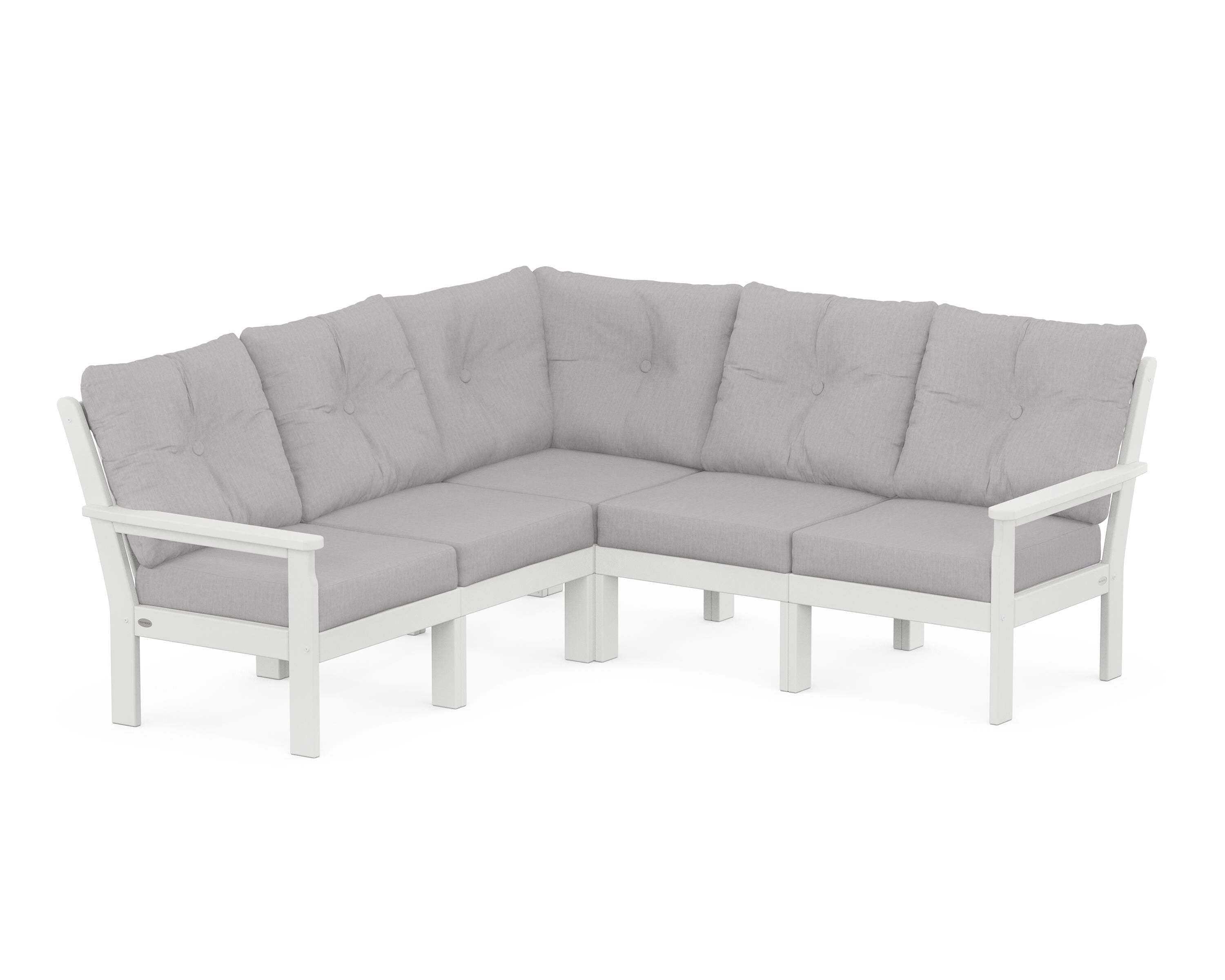 POLYWOOD Vineyard 5-Piece Sectional in White / Granite