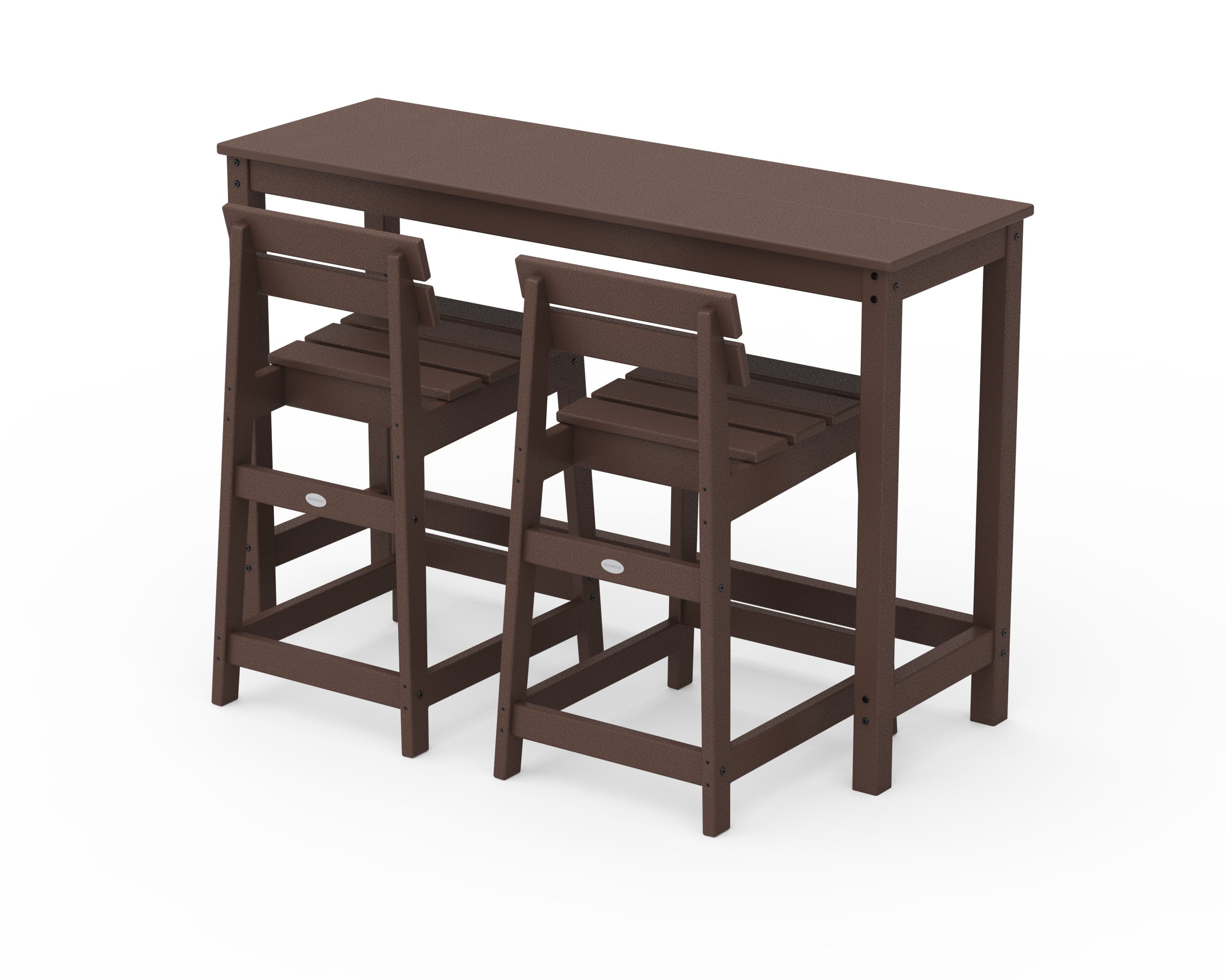 POLYWOOD Modern Studio Plaza Lowback Counter Chair 3-Piece Balcony Set in Mahogany