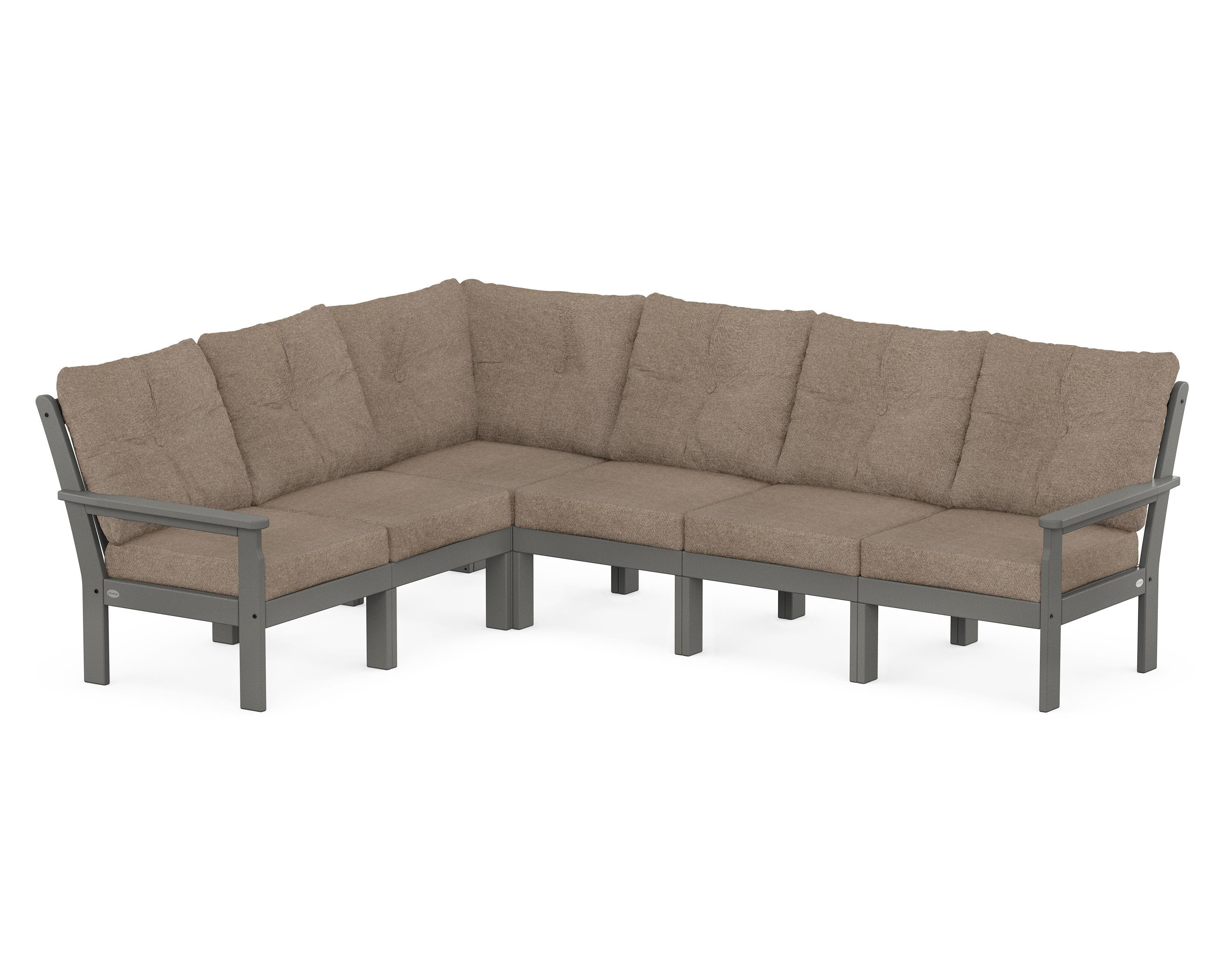 POLYWOOD Vineyard 6-Piece Sectional in Slate Grey / Spiced Burlap