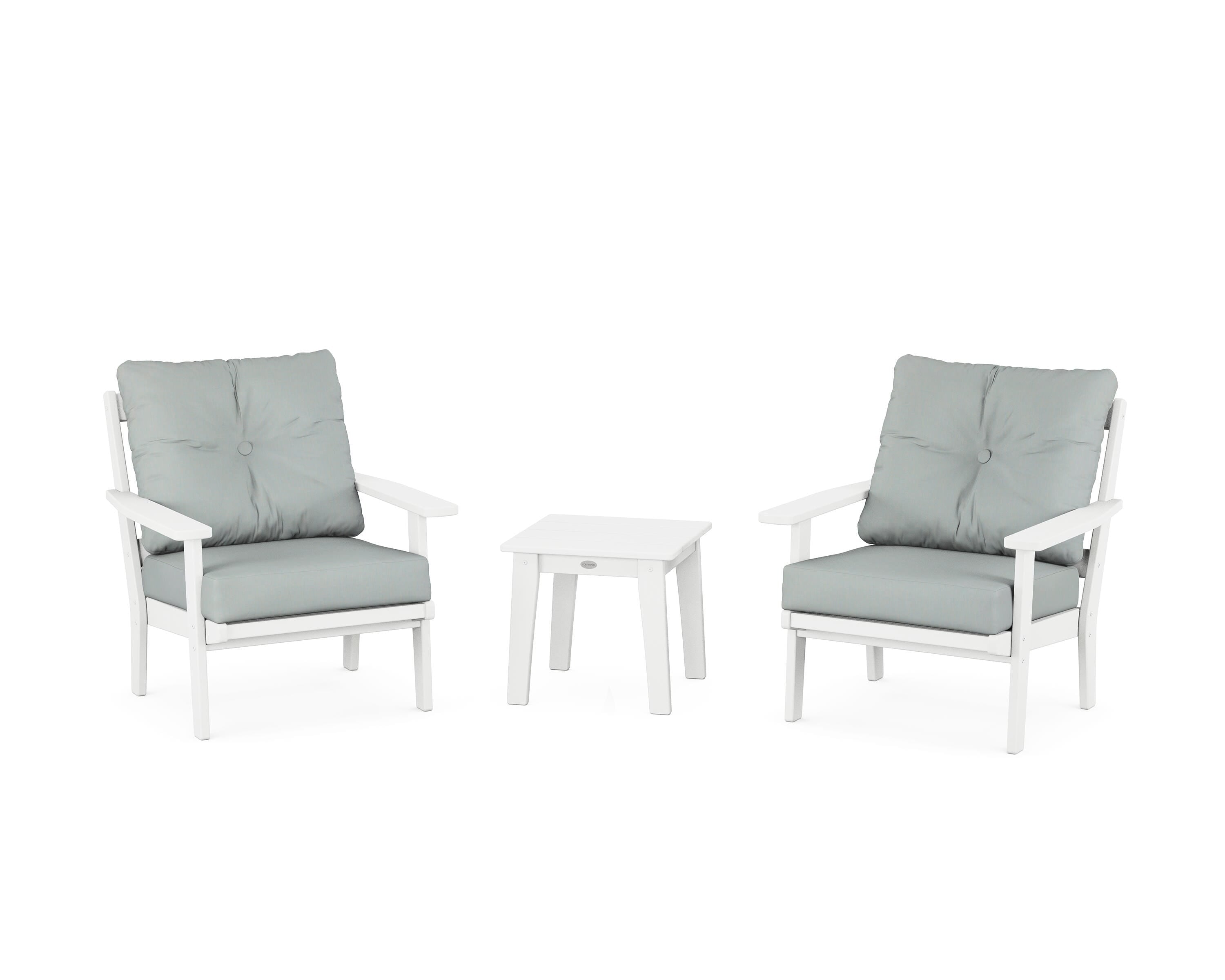 POLYWOOD Oxford 3-Piece Deep Seating Set in White / Spa