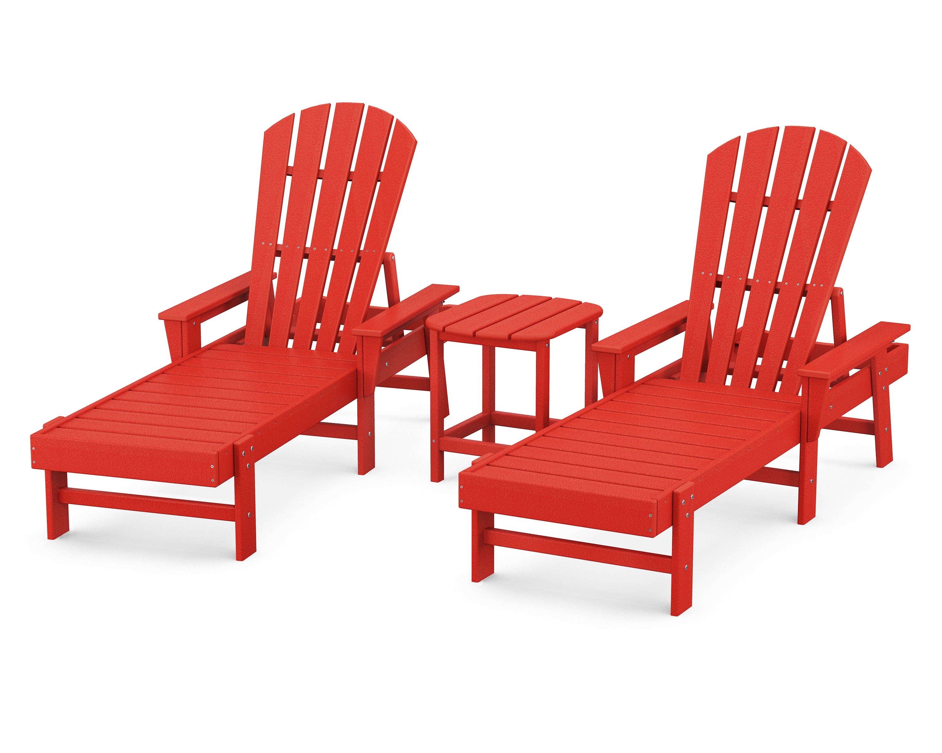 POLYWOOD South Beach Chaise 3-Piece Set in Sunset Red