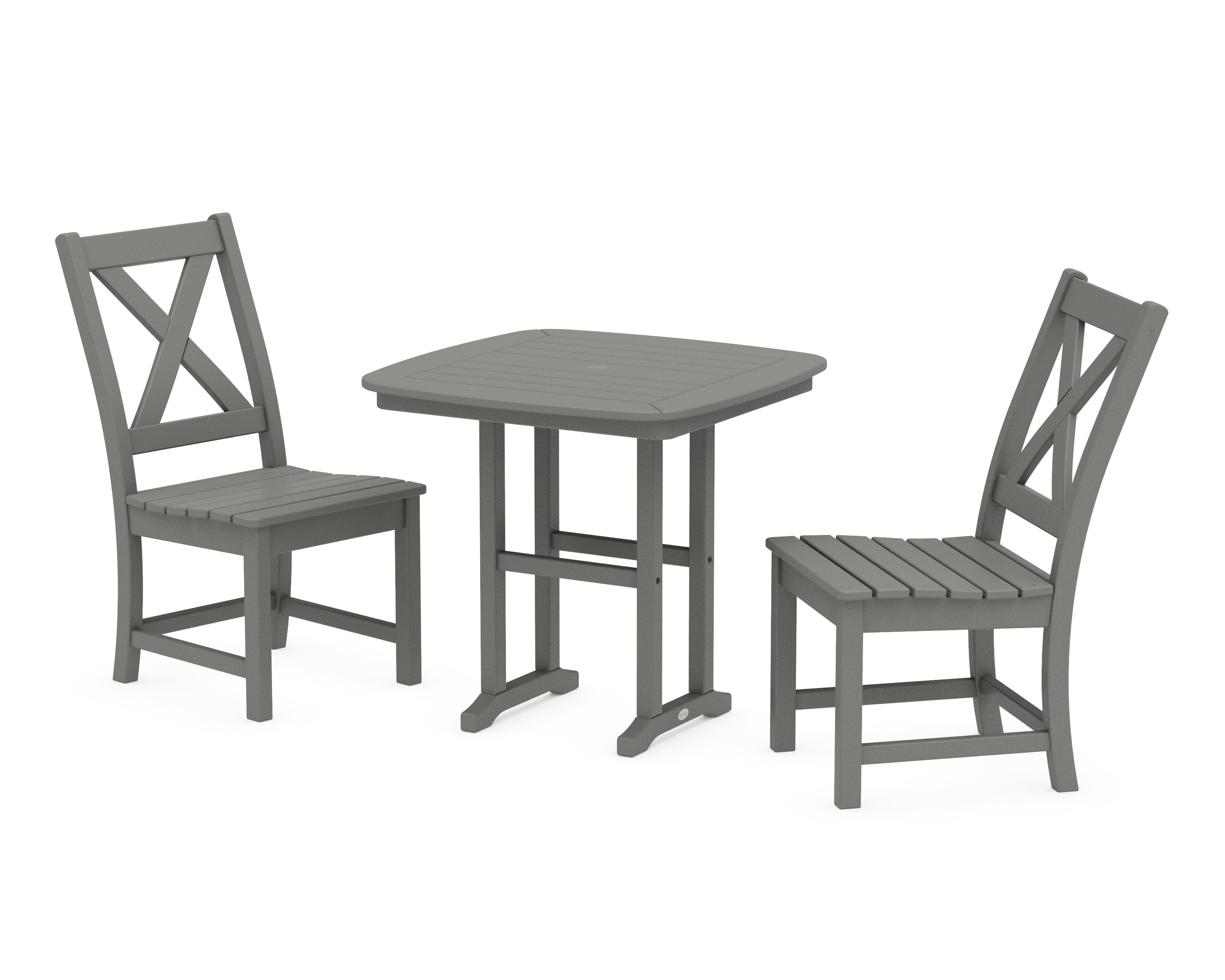 POLYWOOD Braxton Side Chair 3-Piece Dining Set in Slate Grey