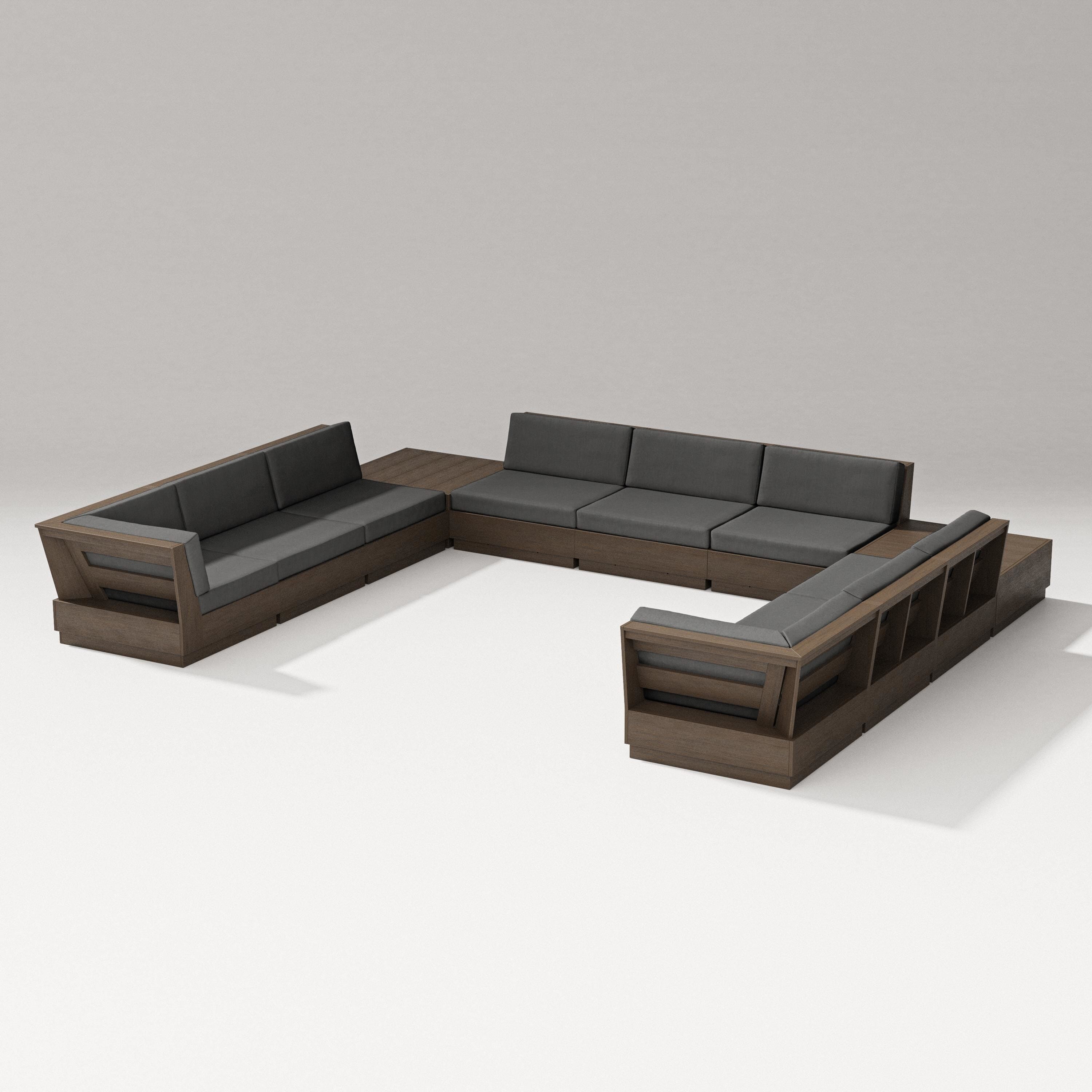 PW Designer Series Elevate 11-Piece U-Shaped Sofa Sectional in Kona / Spectrum Carbon