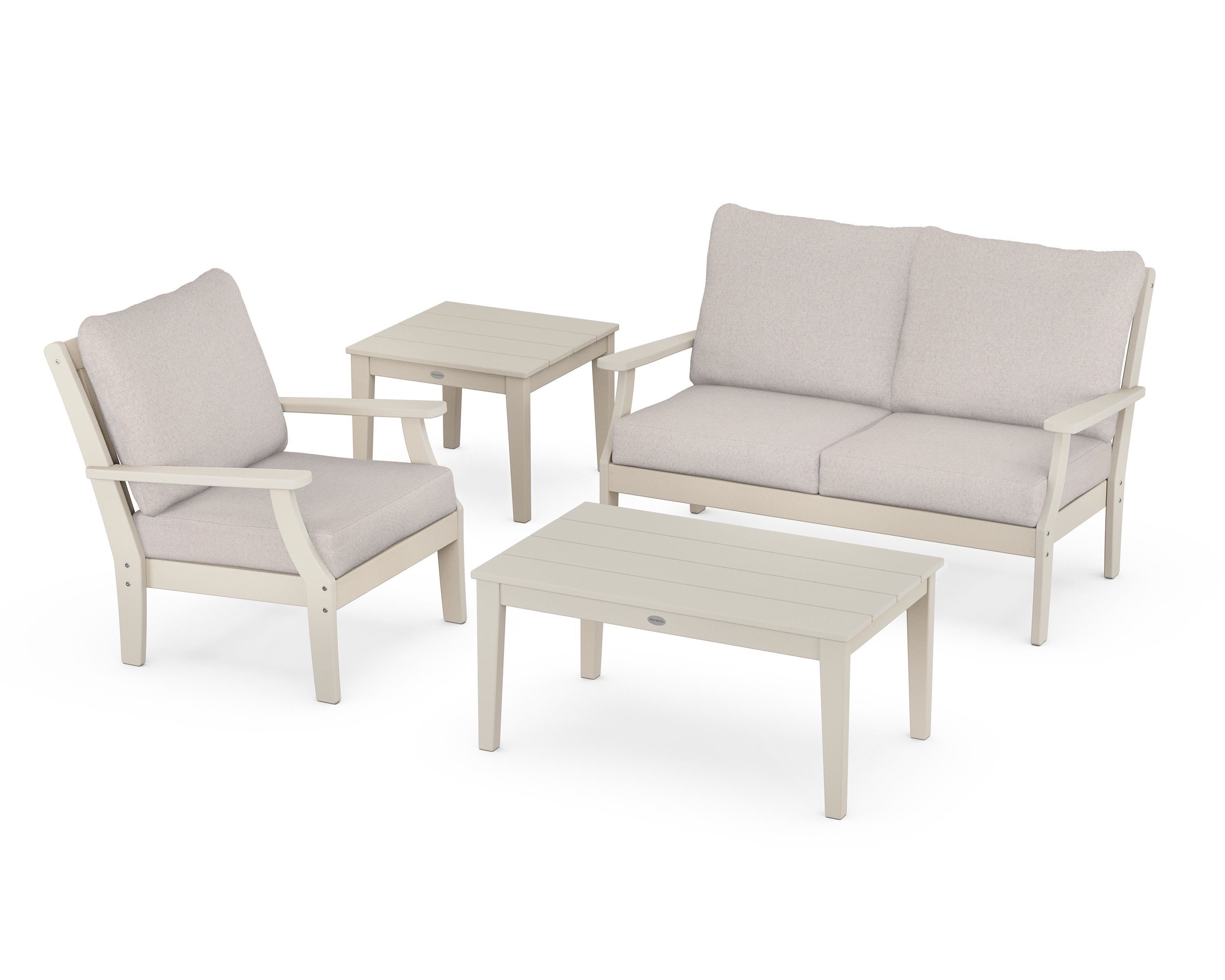 POLYWOOD Braxton 4-Piece Deep Seating Set in Sand / Dune Burlap