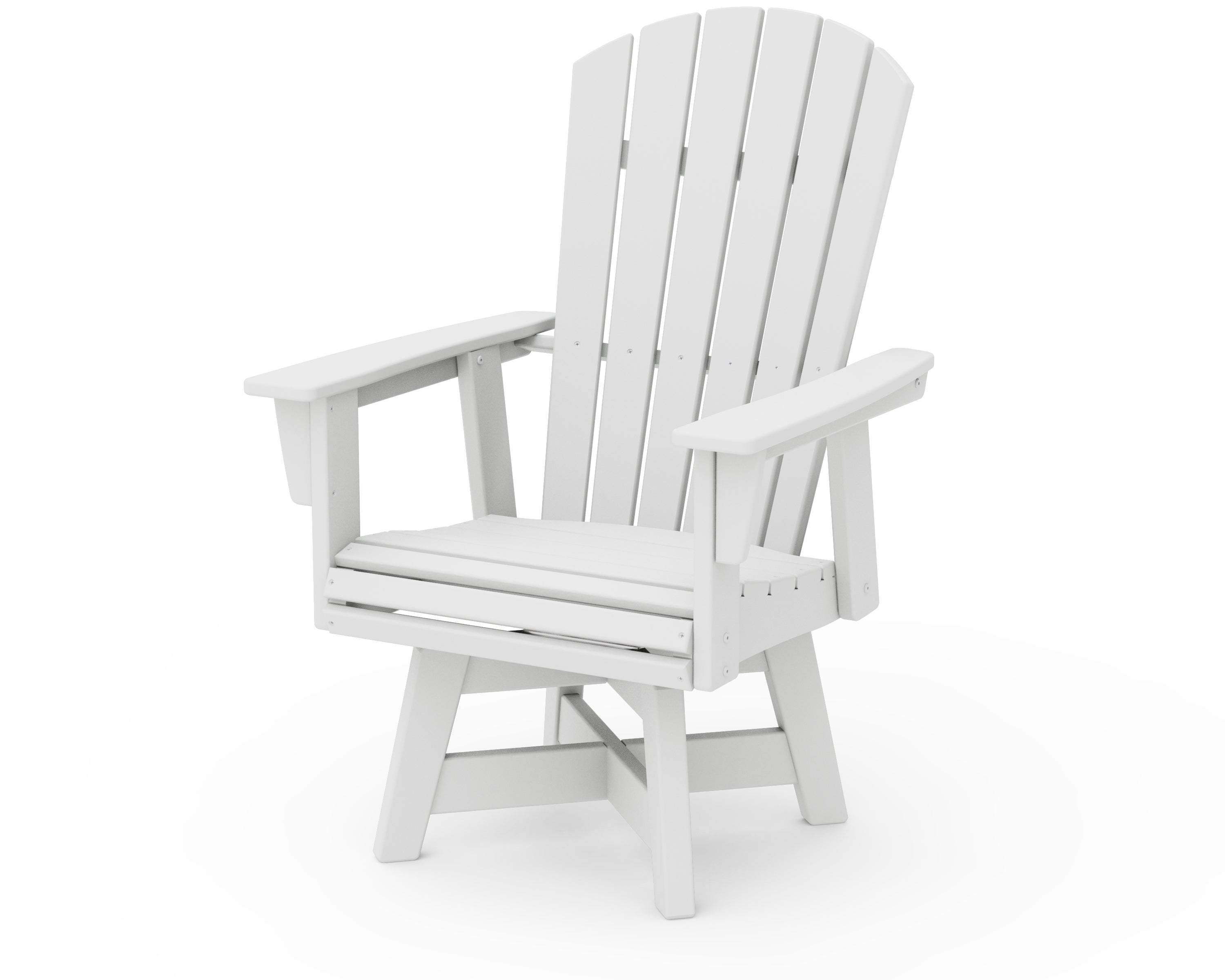 POLYWOOD Nautical Curveback Adirondack Swivel Dining Chair in White