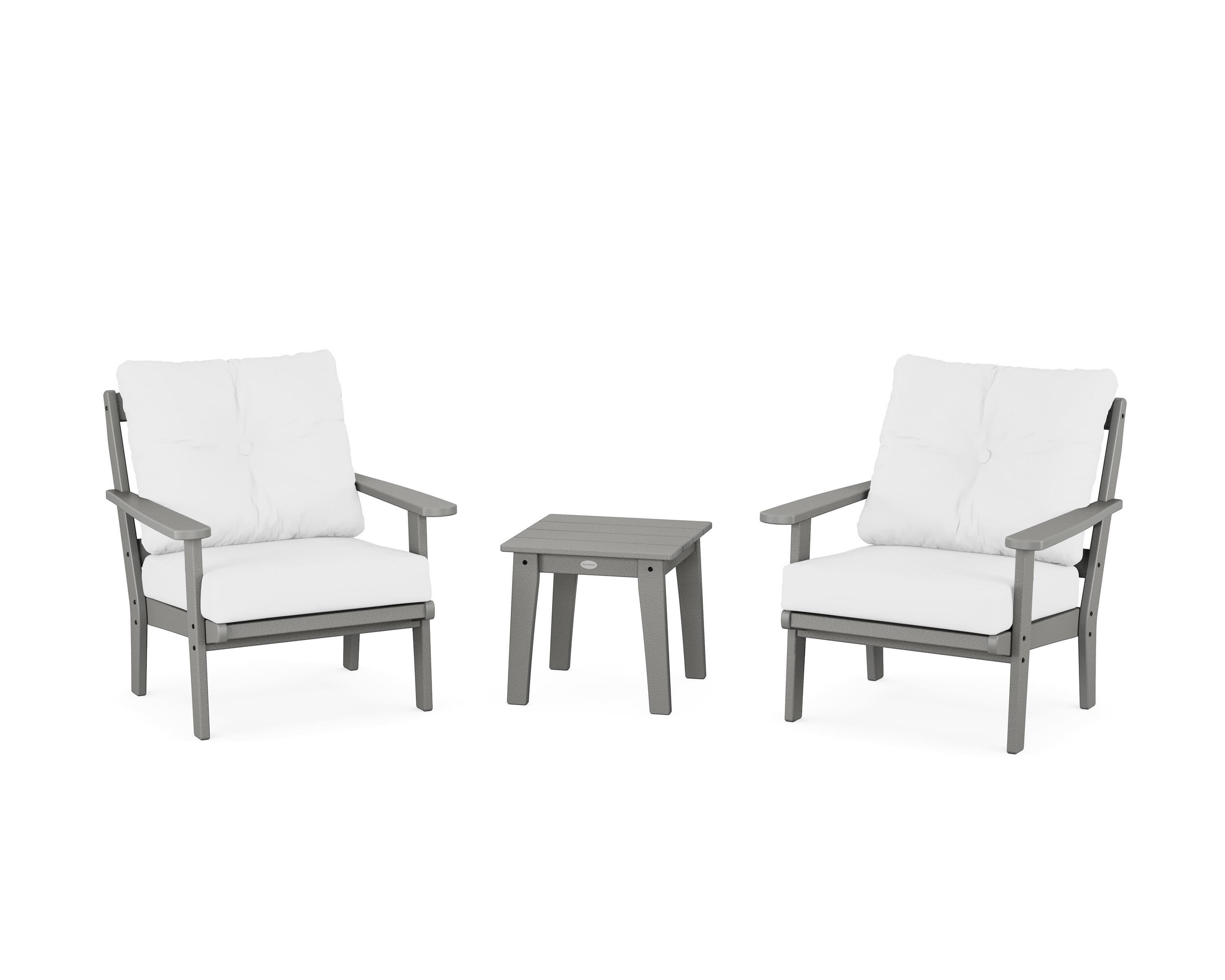 POLYWOOD Mission 3-Piece Deep Seating Set in Slate Grey / Natural