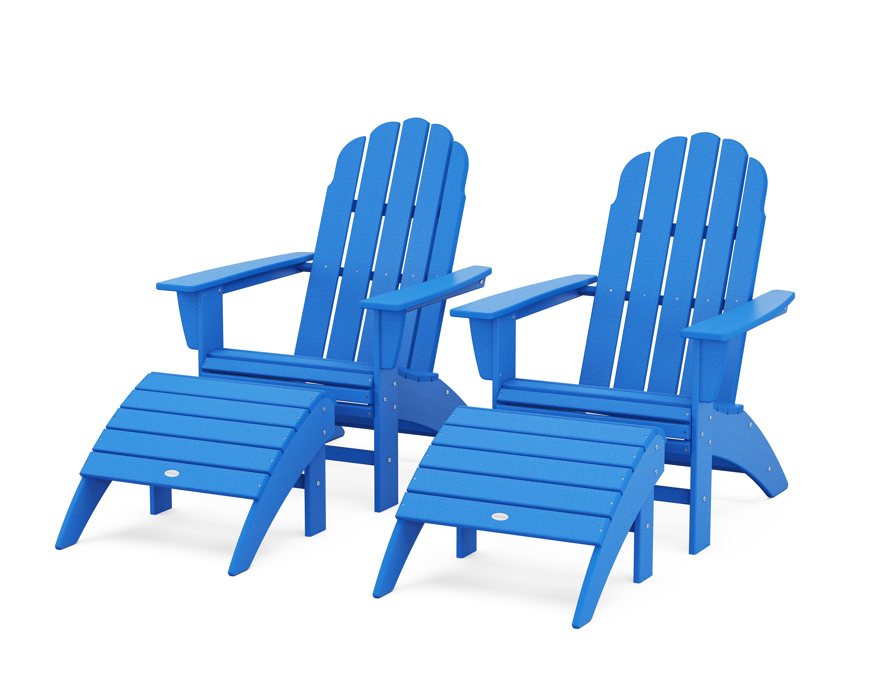 POLYWOOD® Vineyard Curveback Adirondack Chair 4-Piece Set with Ottomans in Pacific Blue