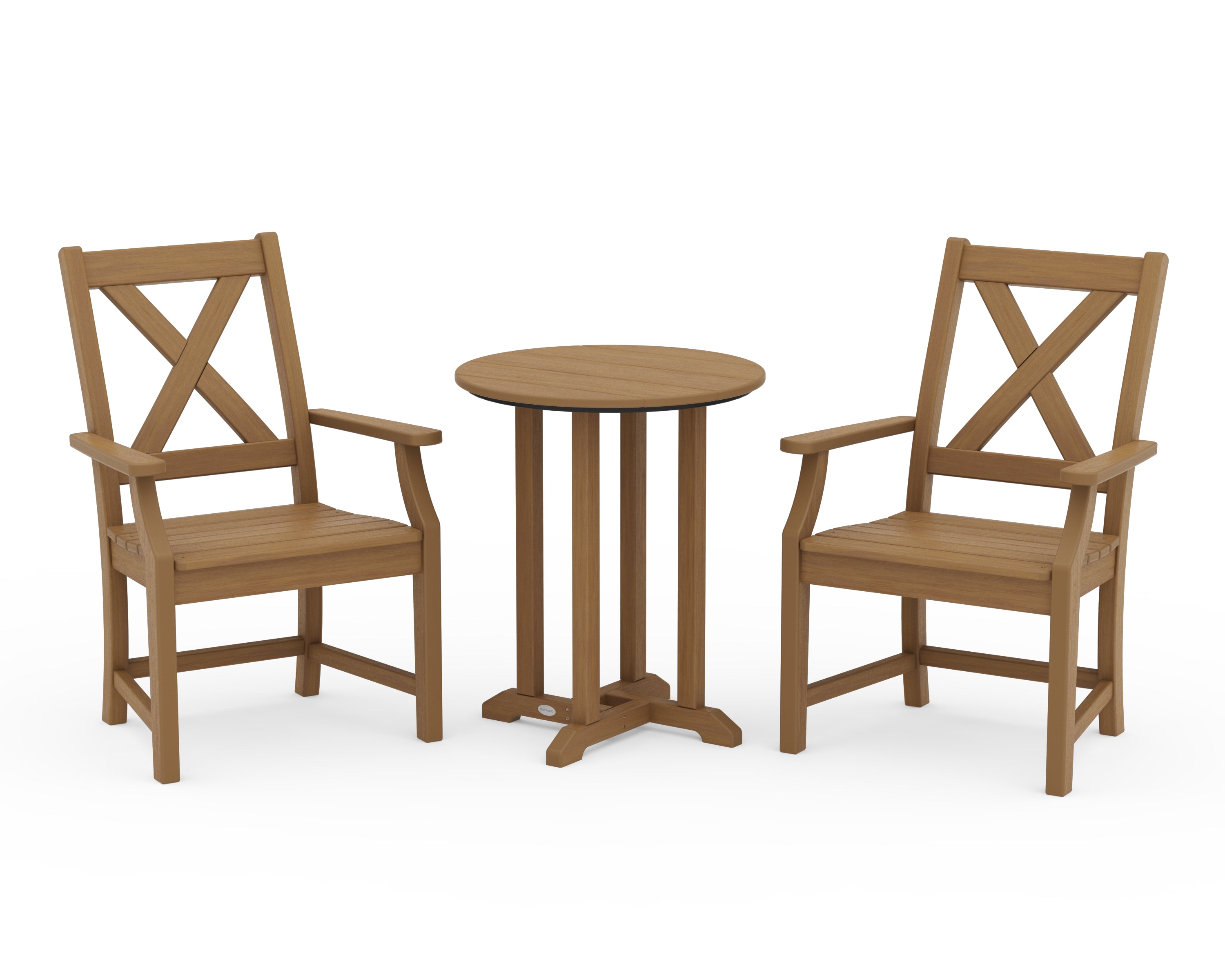 POLYWOOD Braxton 3-Piece Round Bistro Dining Set in Natural