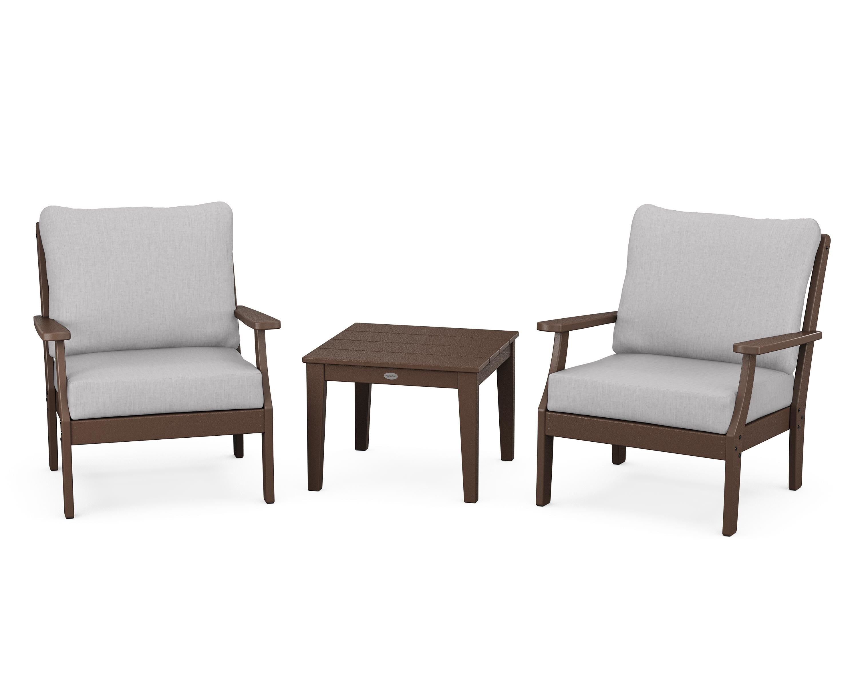 POLYWOOD Braxton 3-Piece Deep Seating Set in Mahogany / Granite