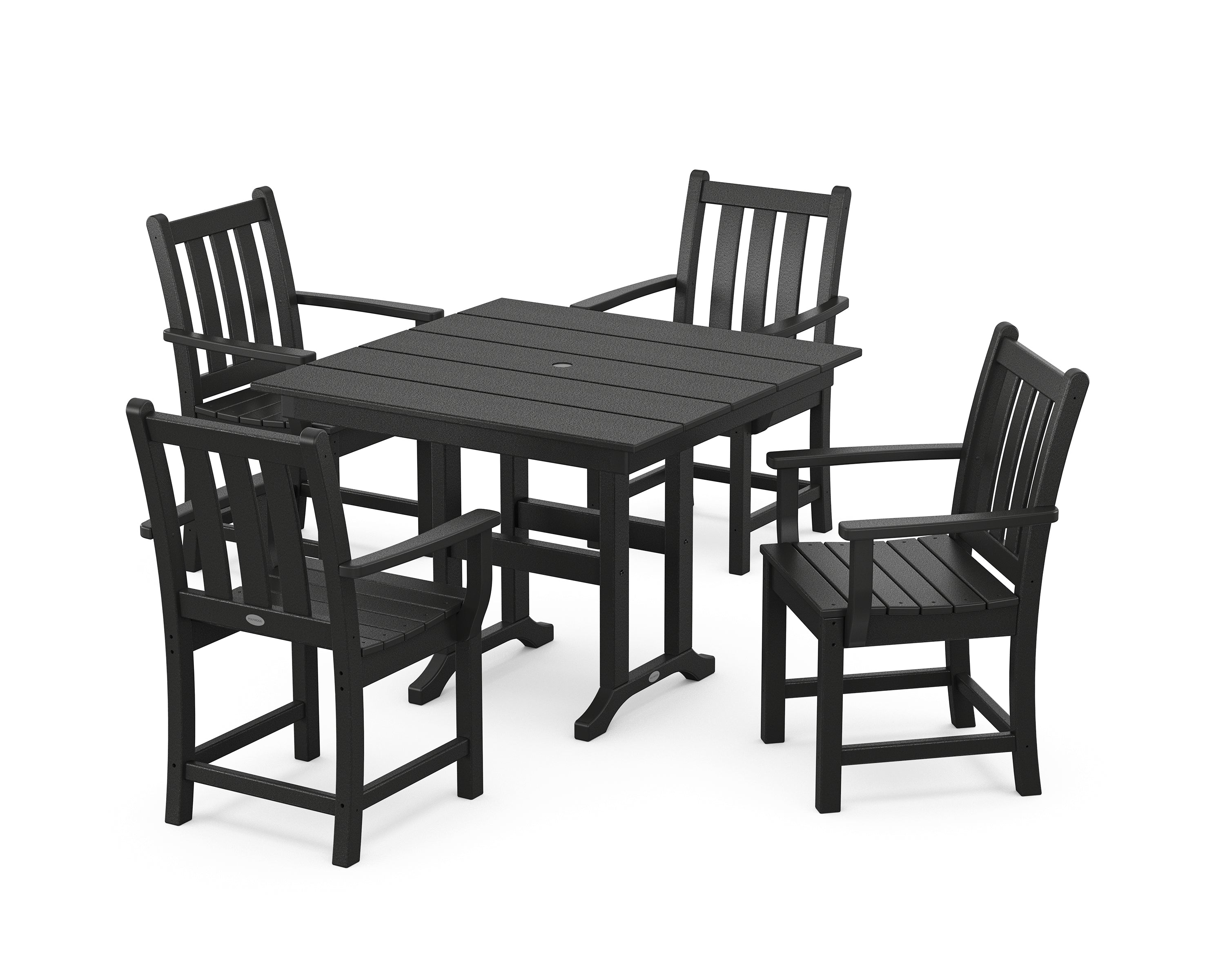 POLYWOOD Traditional Garden 5-Piece Farmhouse Dining Set in Black