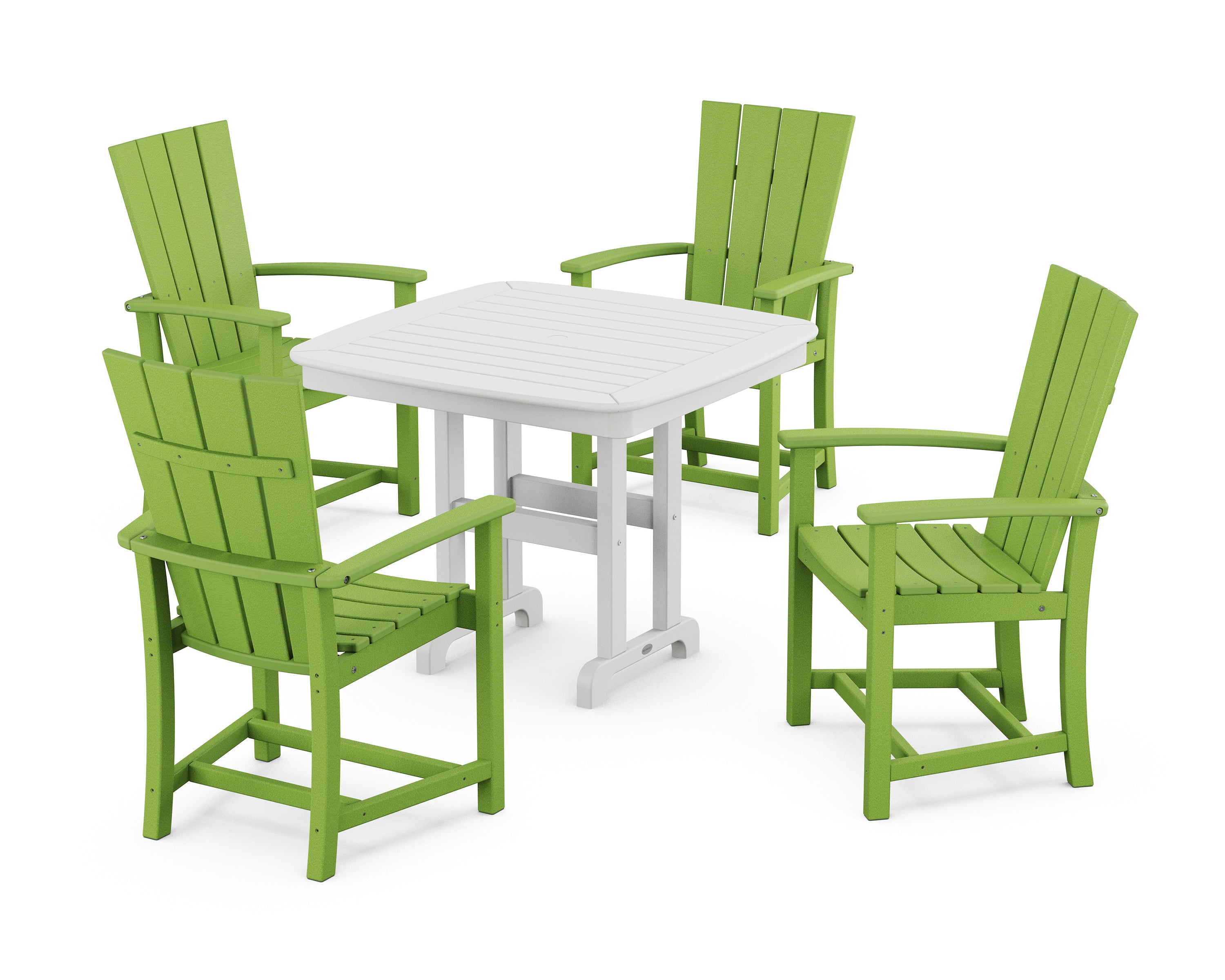 POLYWOOD Quattro 5-Piece Dining Set in Lime / White