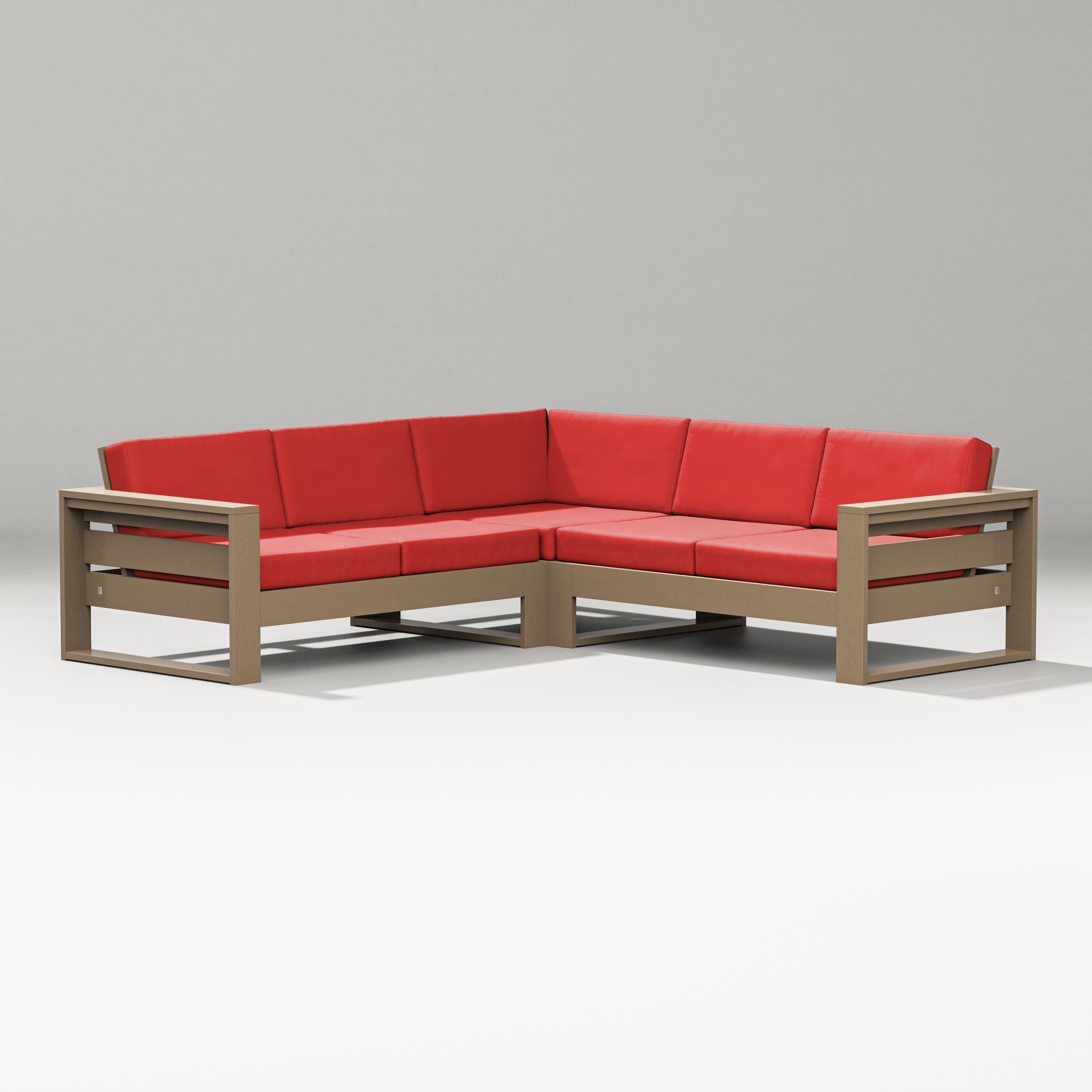 PW Designer Series Latitude Corner Sectional in Vintage Sahara / Crimson Linen