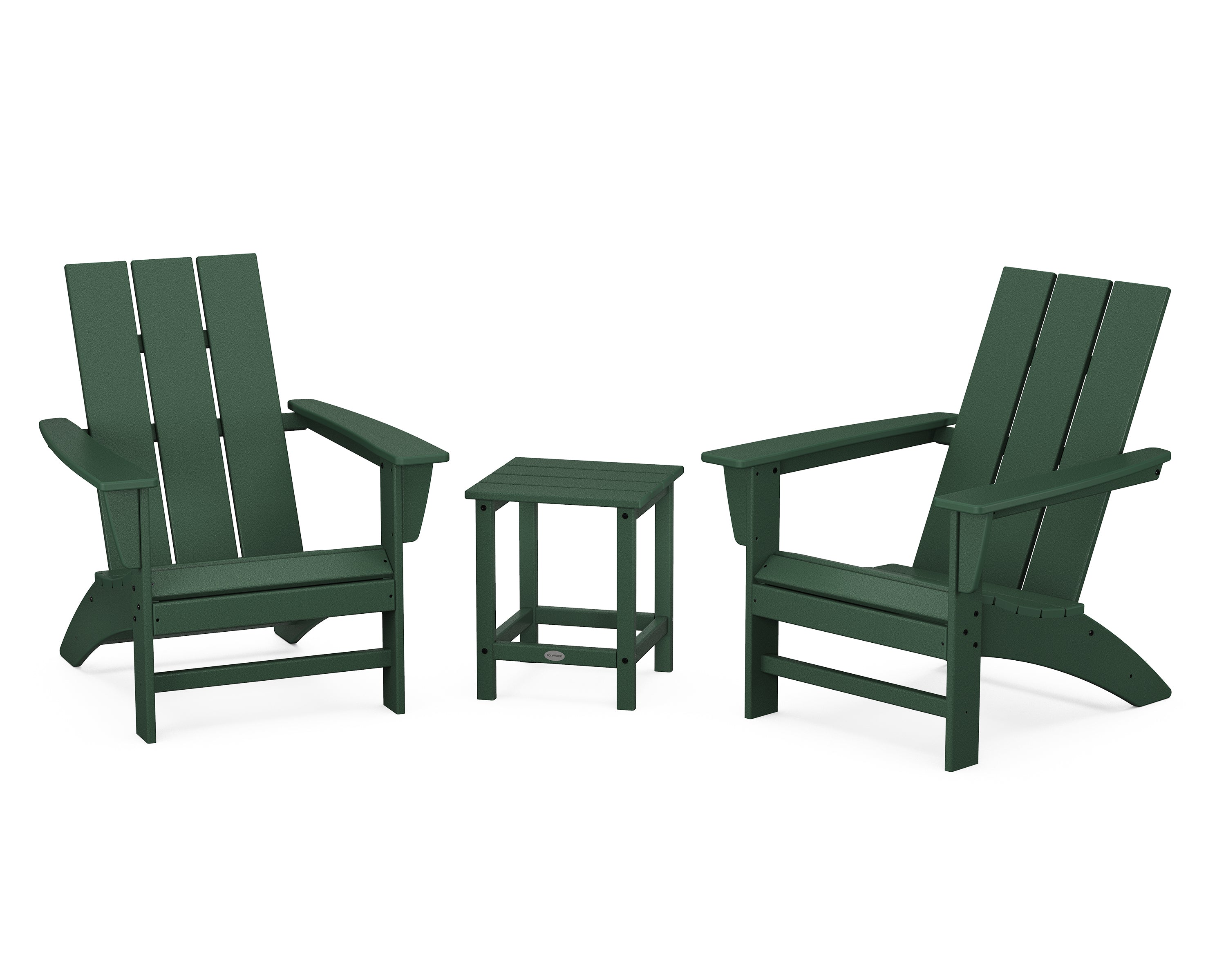 POLYWOOD® Modern 3-Piece Adirondack Set with Long Island 18" Side Table in Green