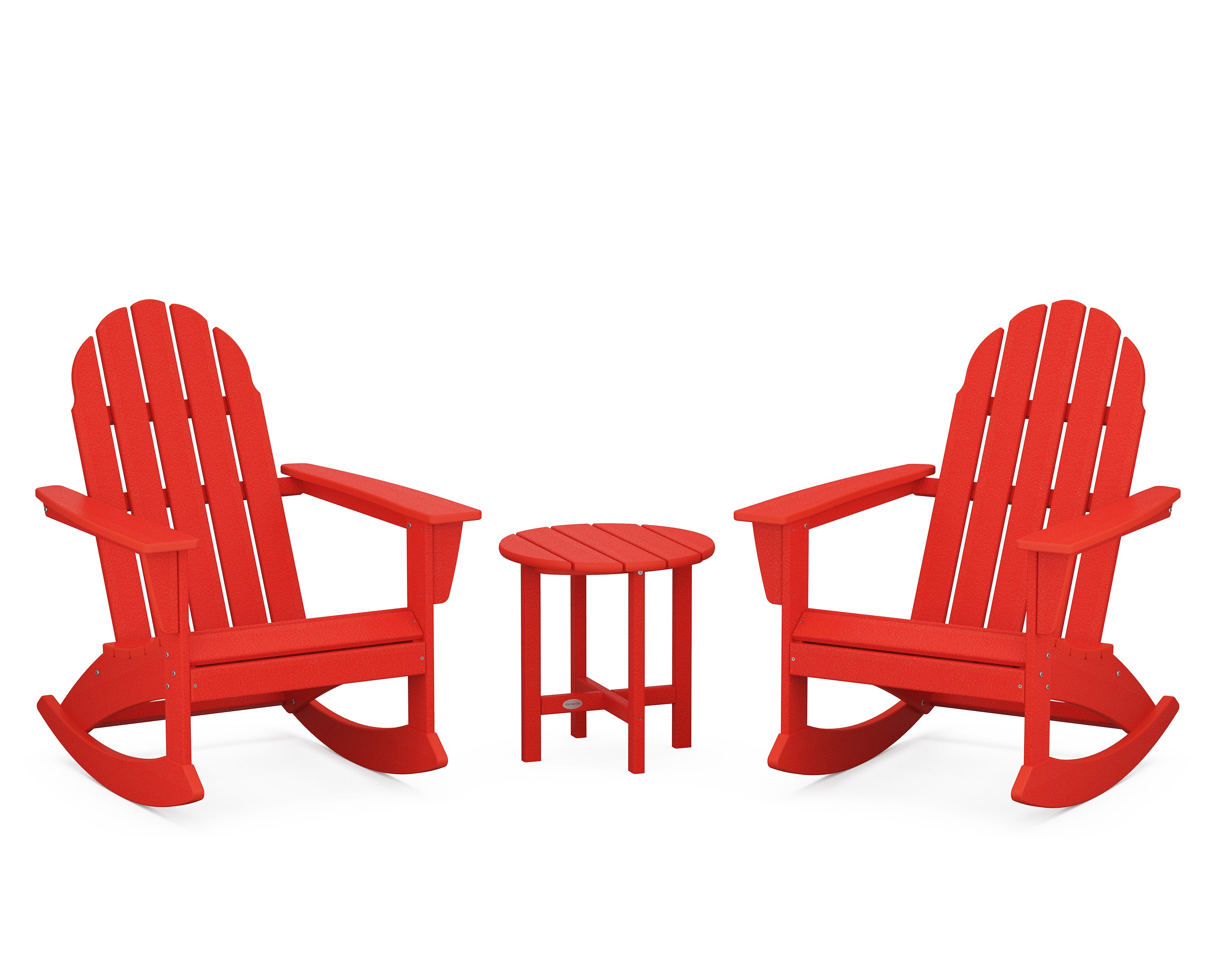 POLYWOOD Vineyard 3-Piece Adirondack Rocking Chair Set in Sunset Red