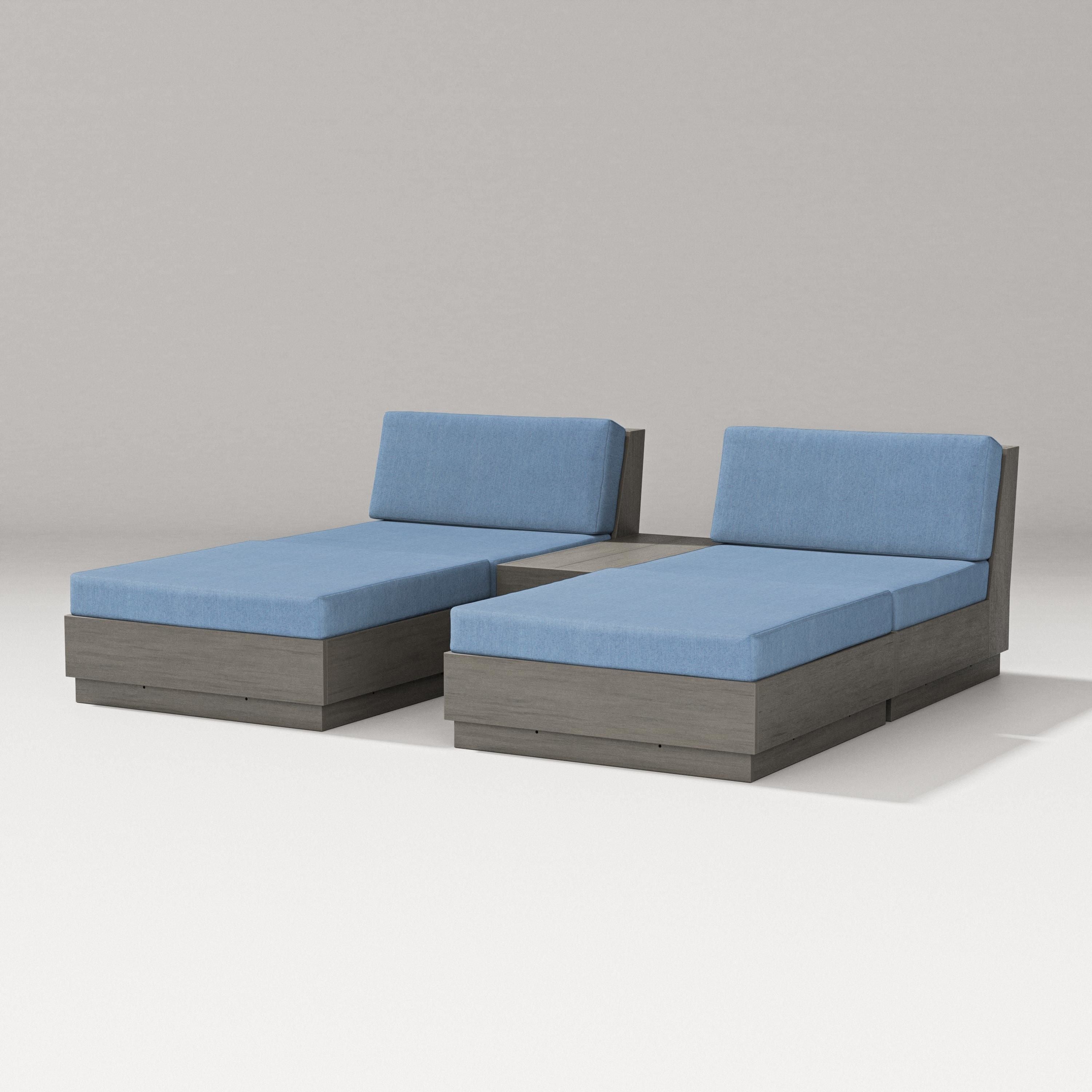 PW Designer Series Elevate Double Chaise Set in Driftwood / Sky Blue