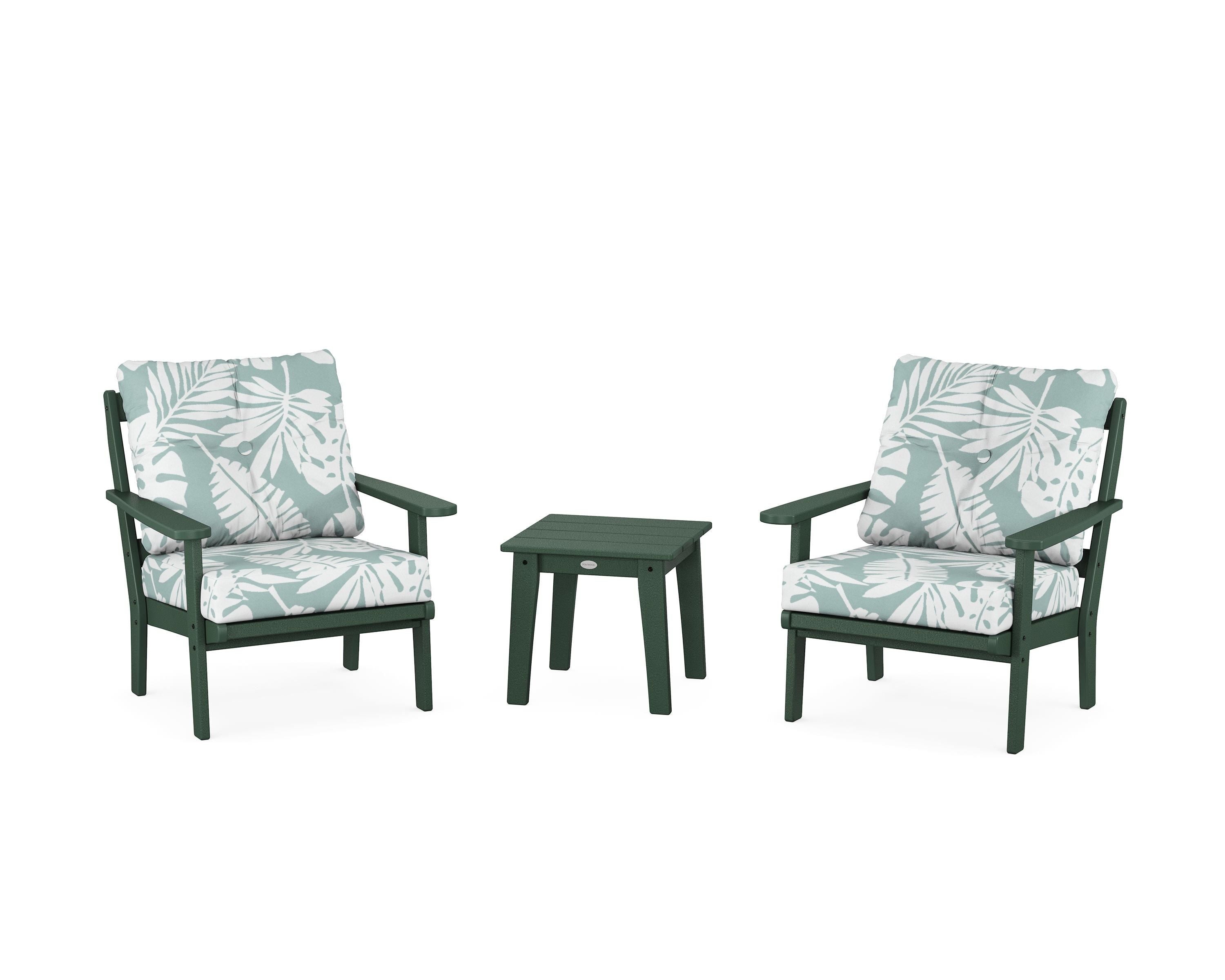 POLYWOOD Mission 3-Piece Deep Seating Set in Green / Leaf Glacier Spa