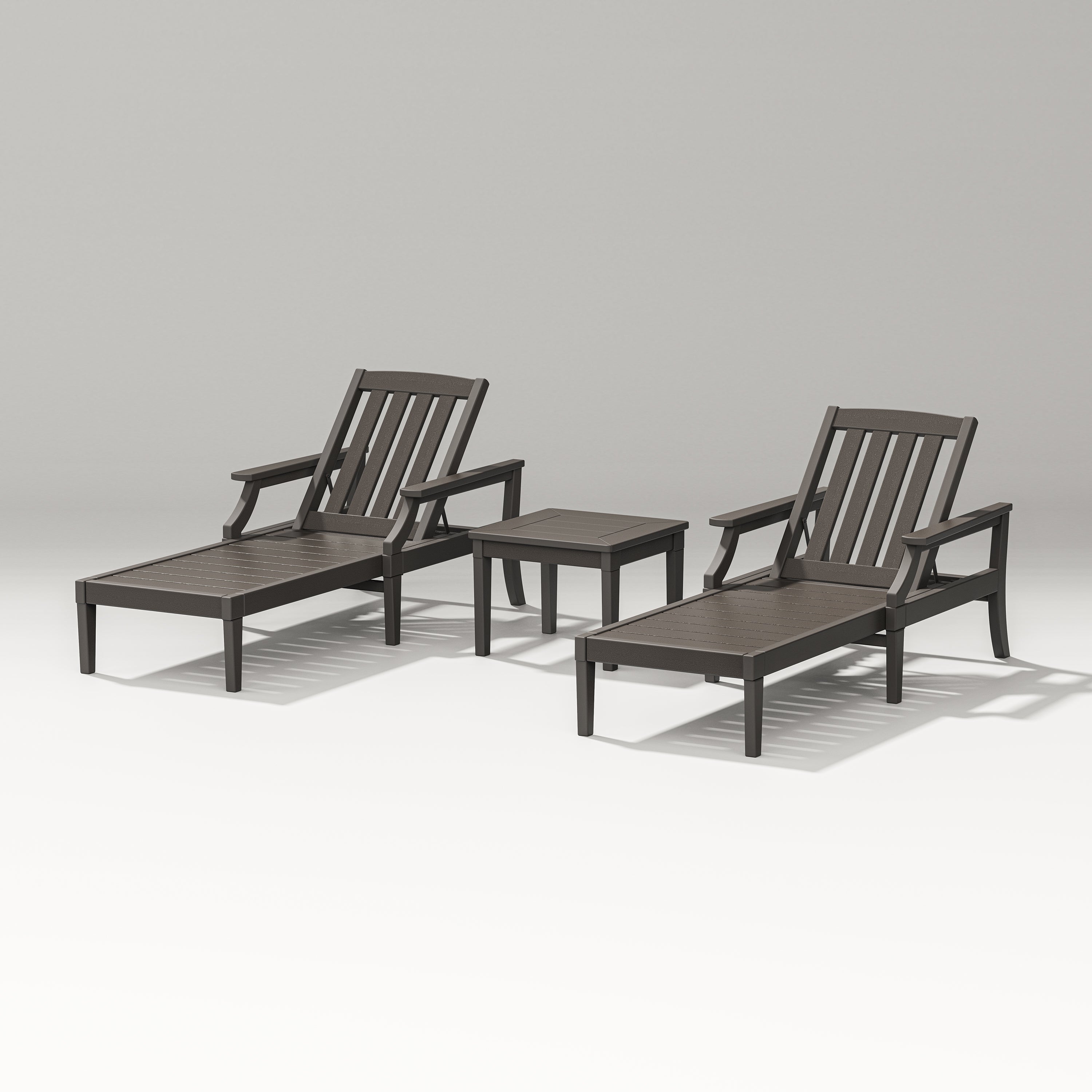 PW Designer Series Estate 3-Piece Chaise Lounge Set in Vintage Coffee