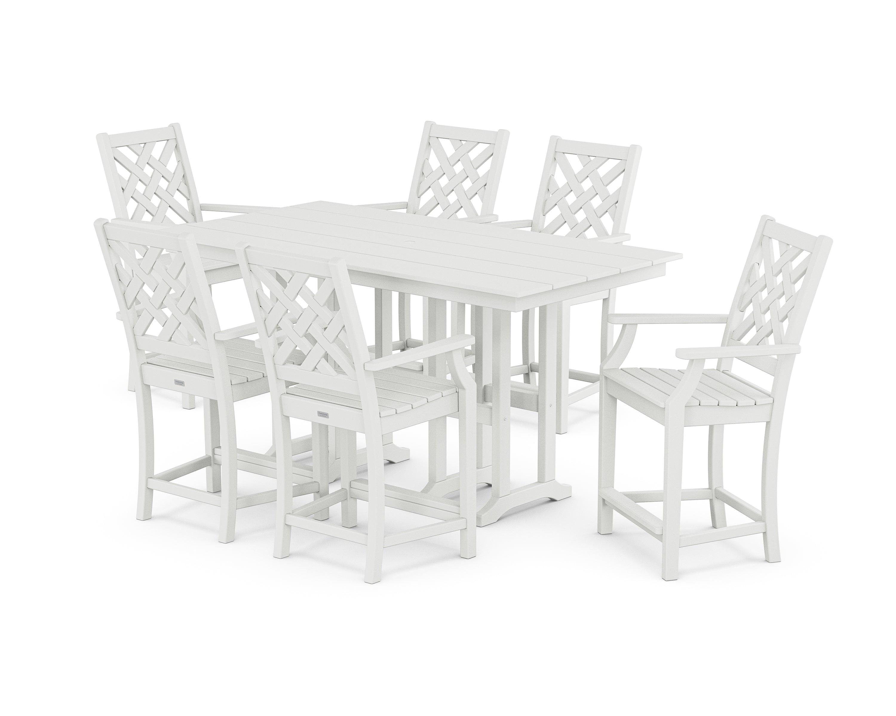 Country Living Wovendale Arm Chair 7-Piece Farmhouse Counter Set in White