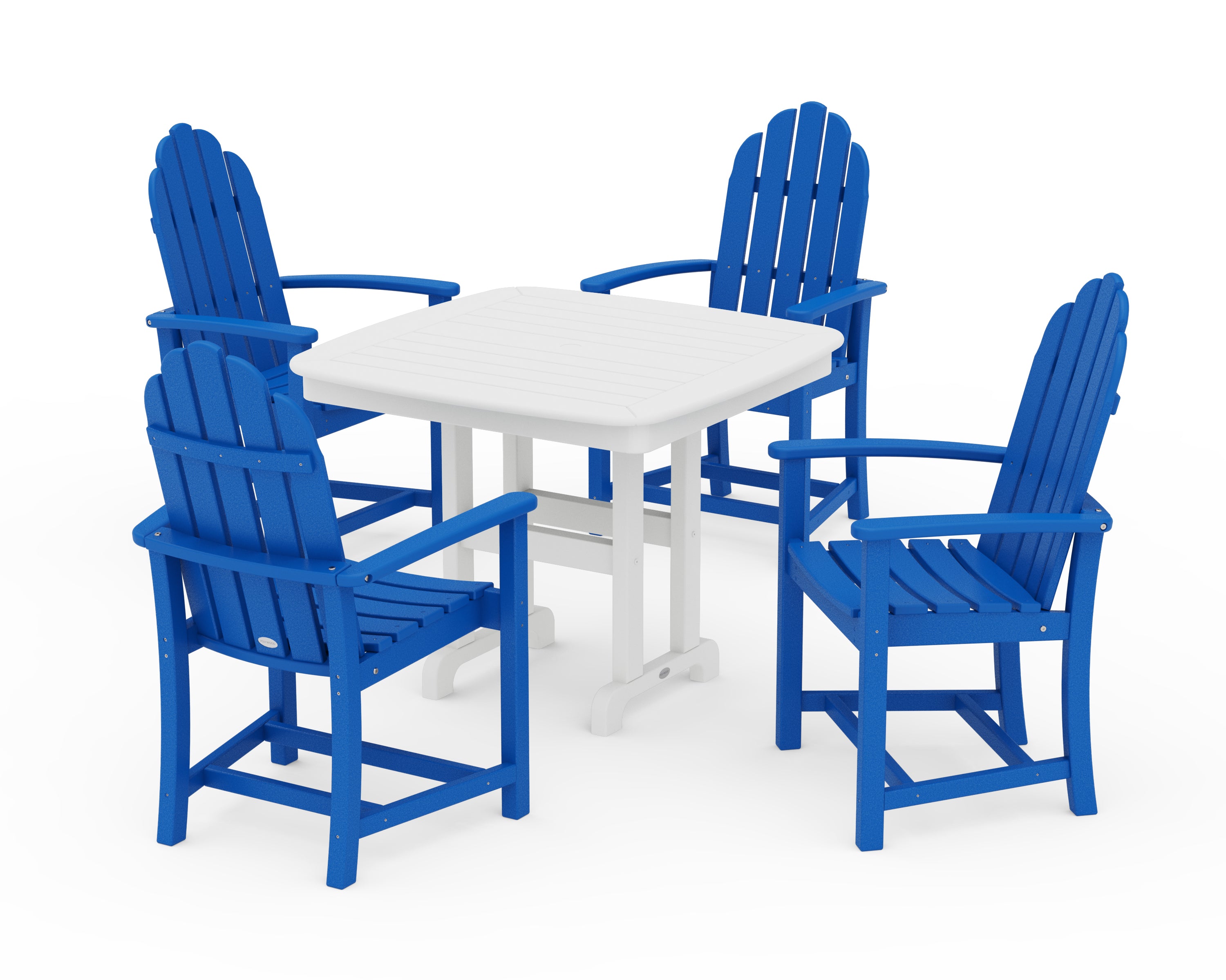 POLYWOOD Classic Adirondack 5-Piece Dining Set in Pacific Blue / White