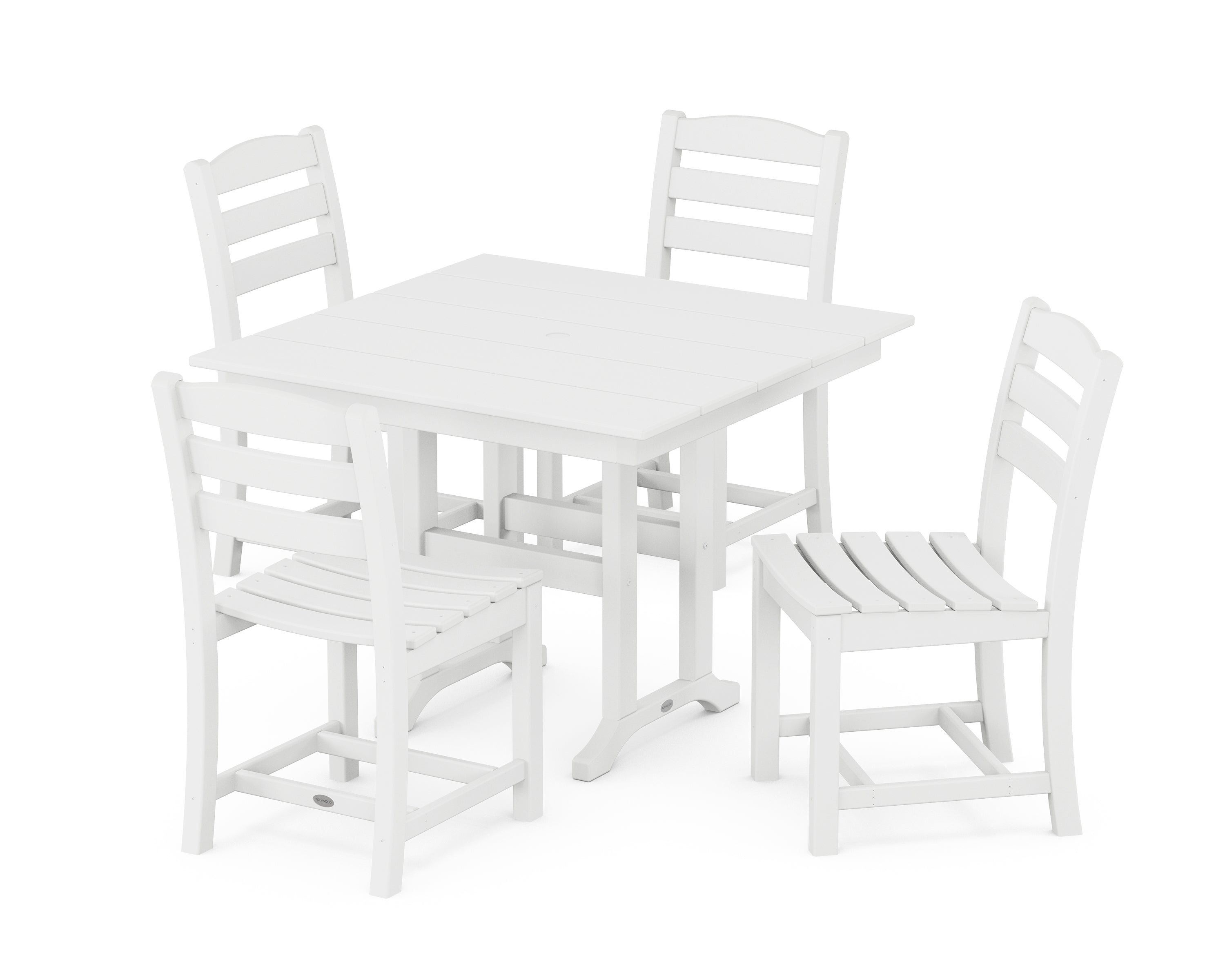 POLYWOOD La Casa Café Side Chair 5-Piece Farmhouse Dining Set in White